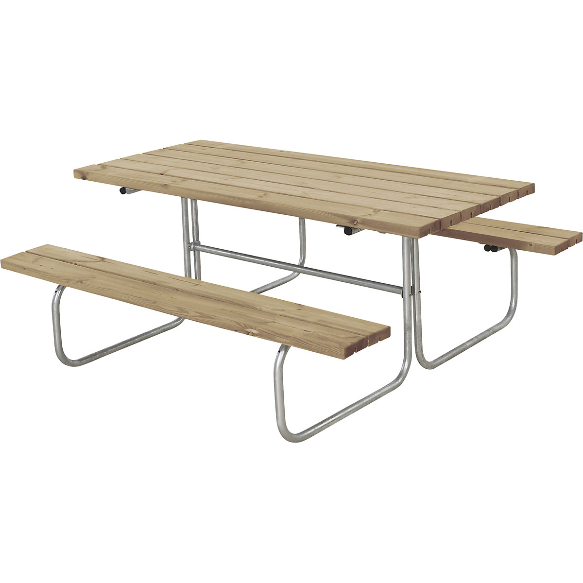 Conjunto de bancos e mesa, comprimento 1770 mm, sem encosto, castanho-0
