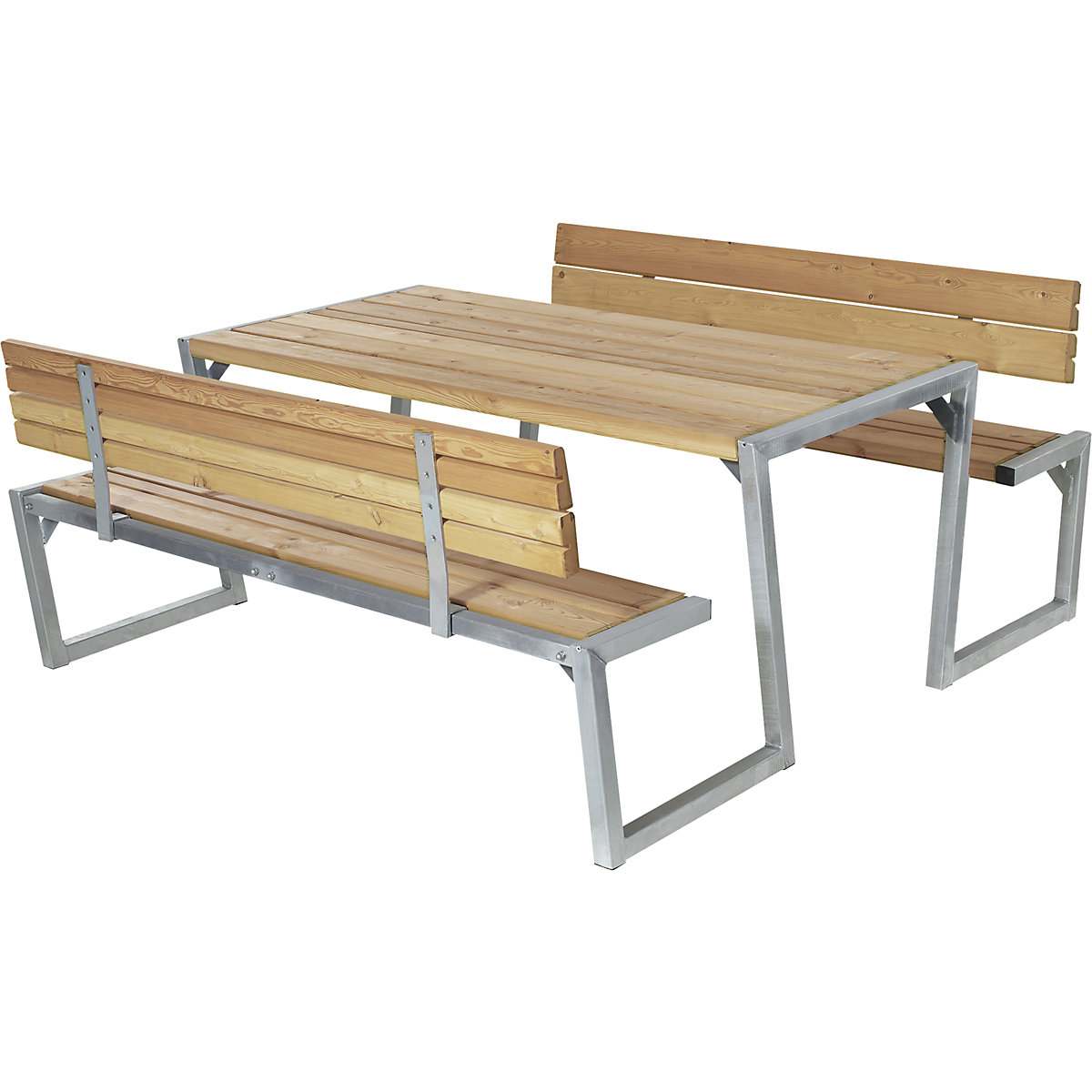 Conjunto de bancos e mesa, comprimento 1760 mm, com encosto, castanho-0