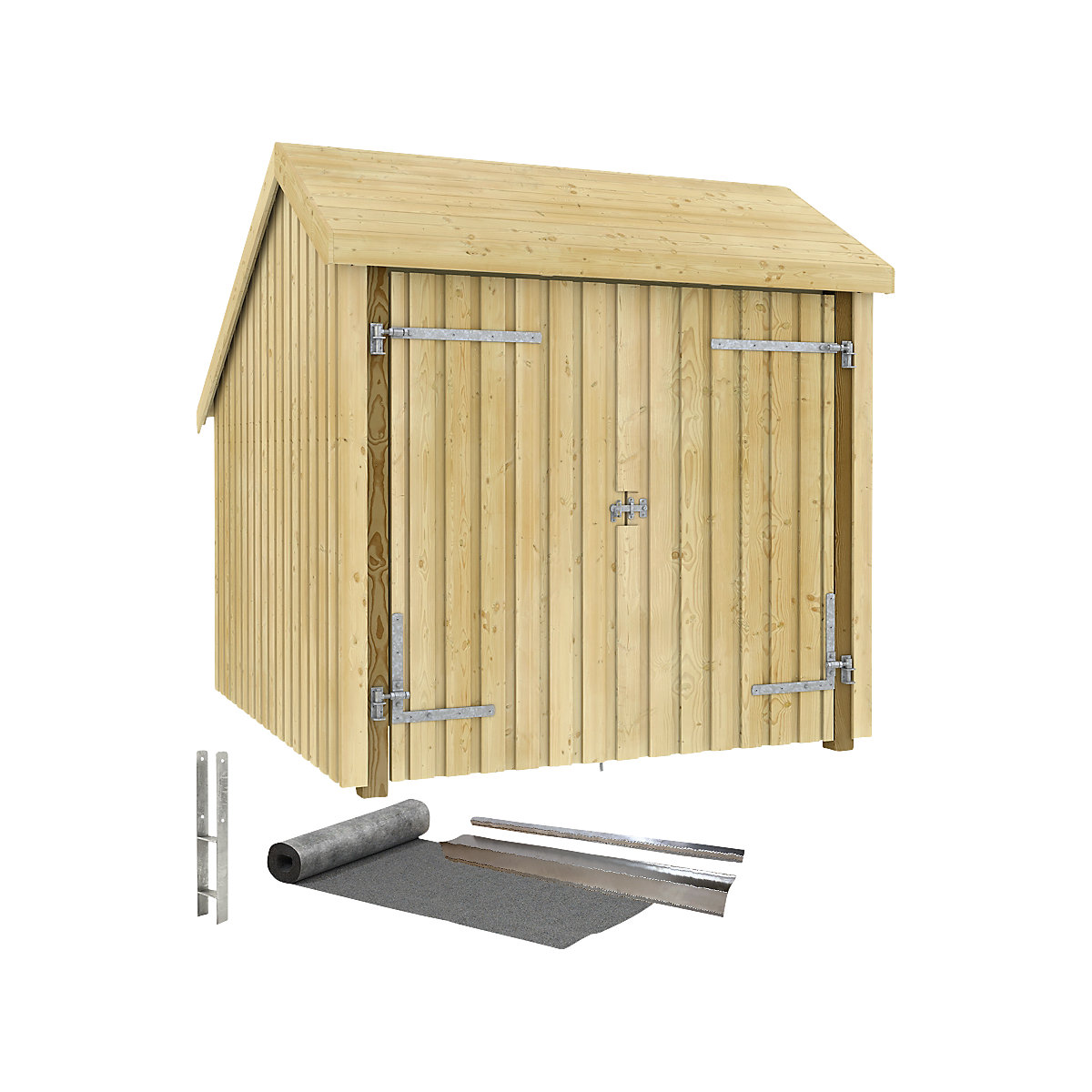 Suporte para bicicletas, em madeira, AxLxP 2500 x 2910 x 2290 mm (5,7 m²), com porta dupla-0