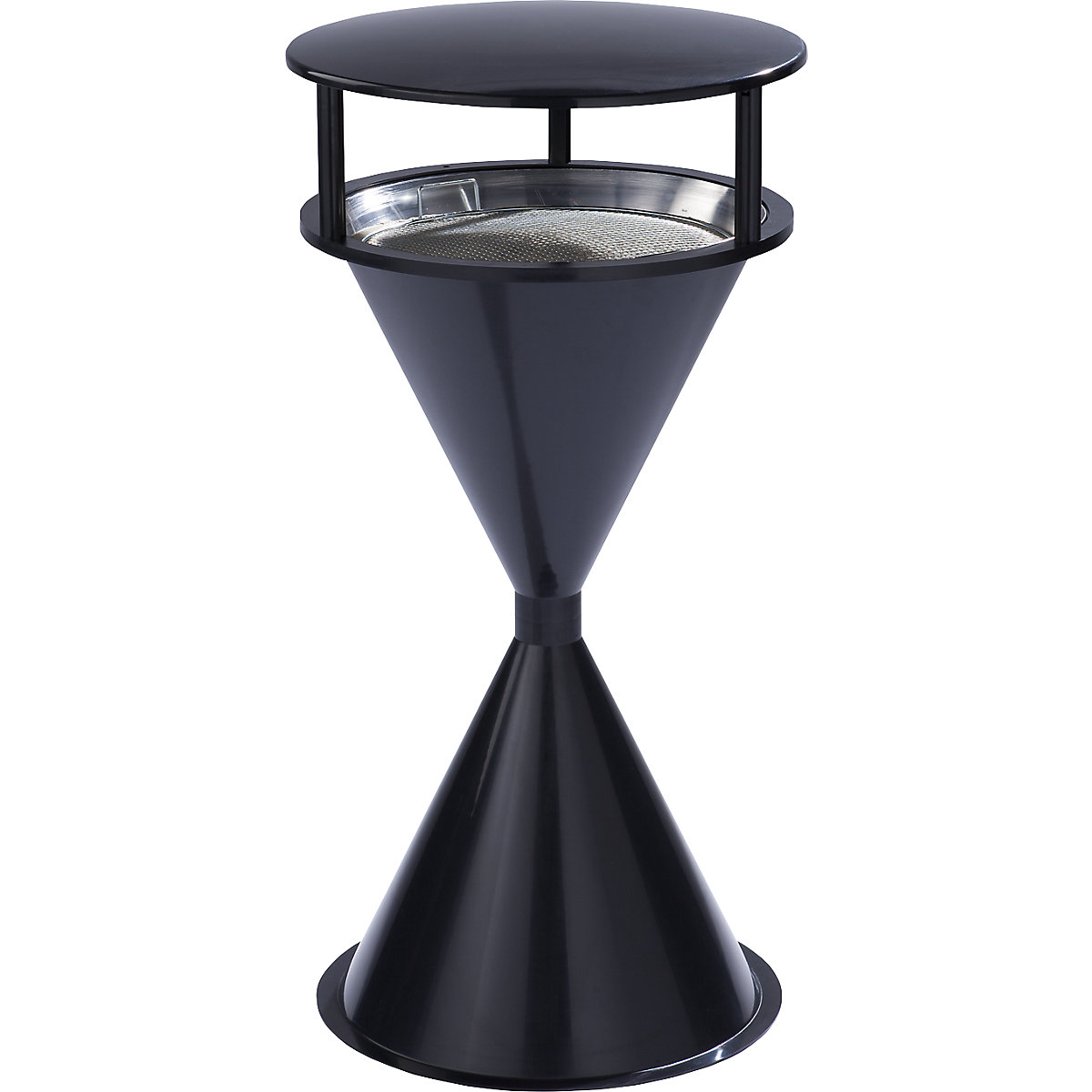 Cinzeiro de pé cónico em plástico – VAR, com telhado, preto acinzentado-0