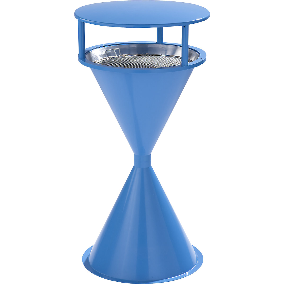 Cinzeiro de pé cónico em plástico – VAR, com telhado, azul claro-0