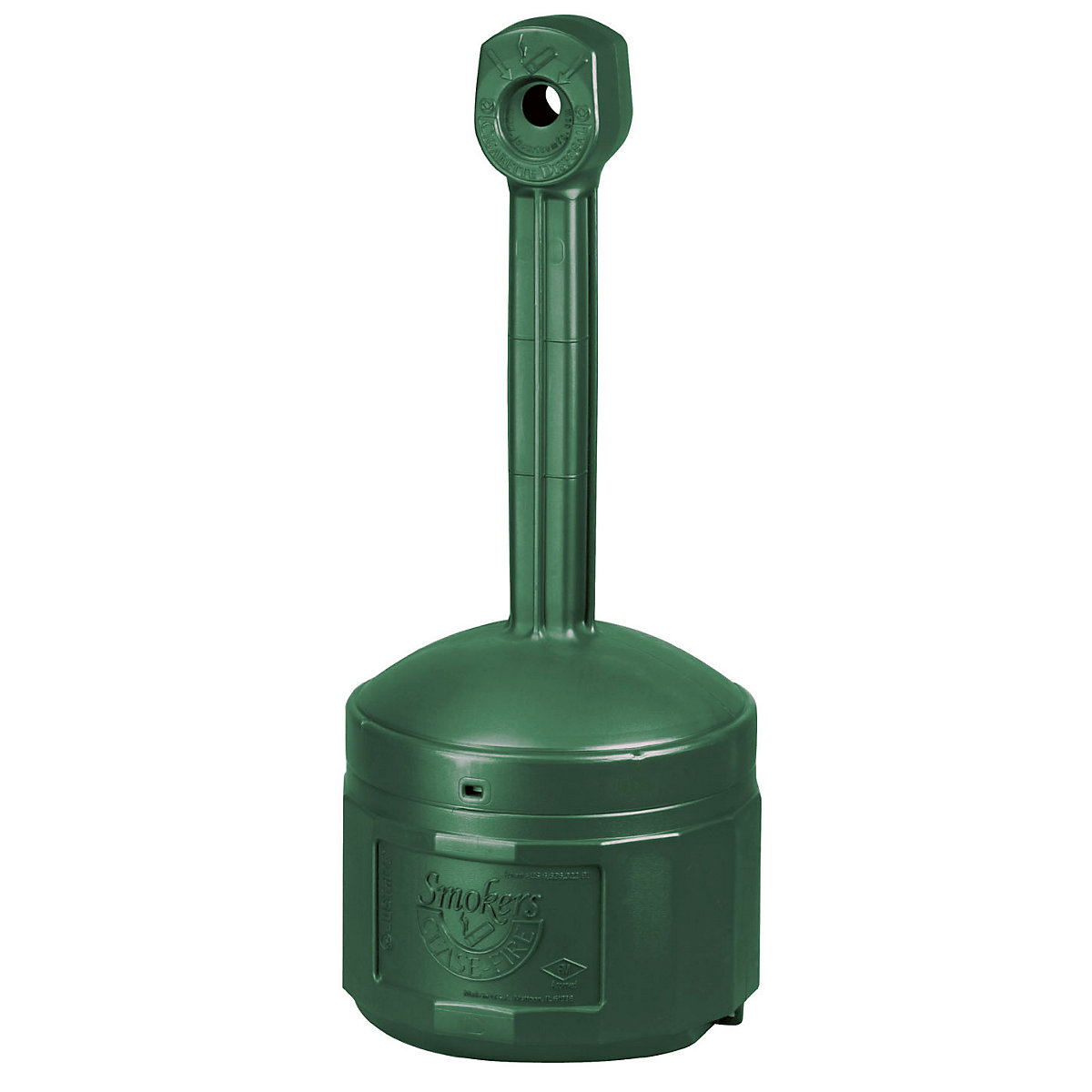 Cinzeiro de pé de segurança, autoextintor – Justrite, volume 12 l, verde-0