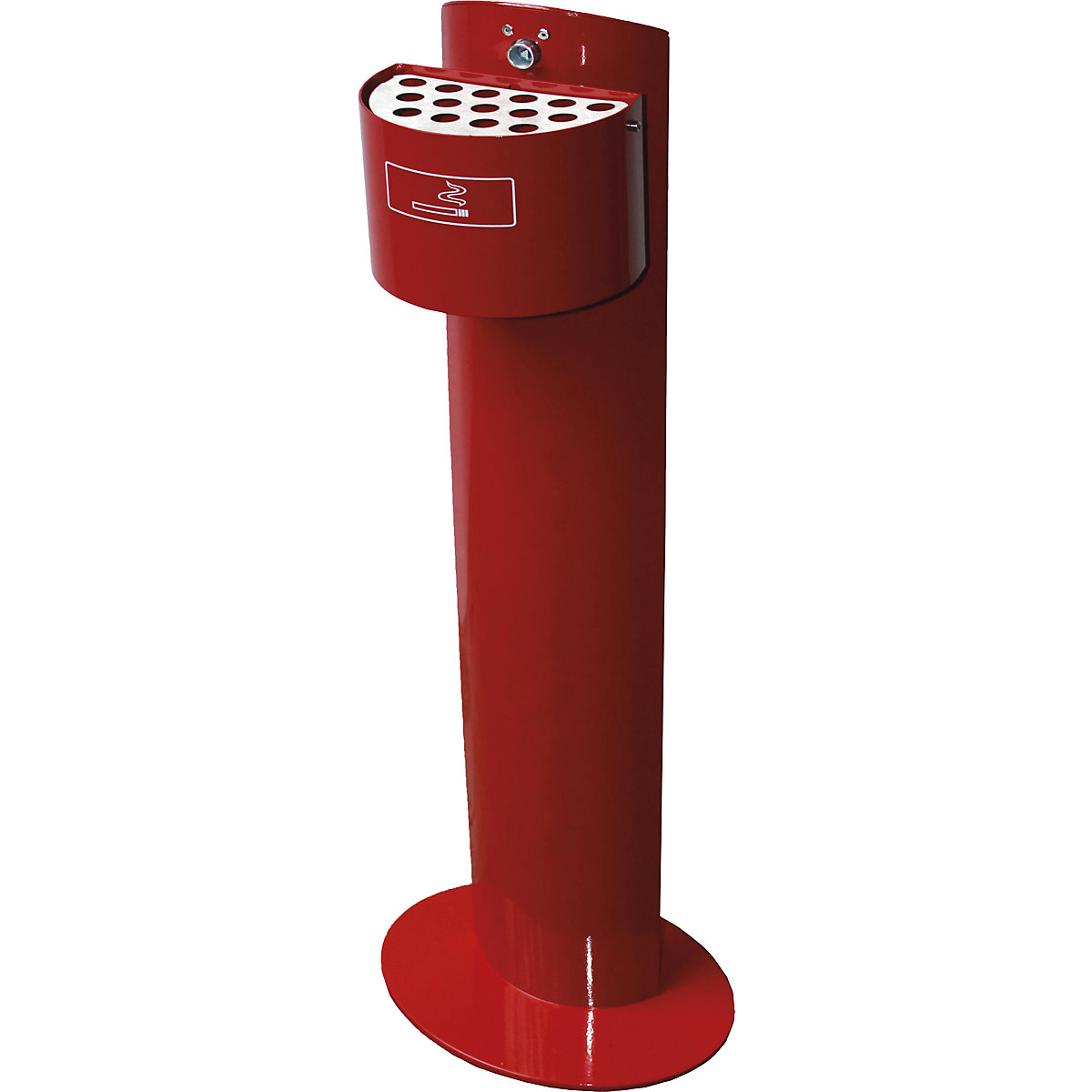 Cinzeiro de pé semicircular, capacidade 2 l, vermelho, coluna redonda-0
