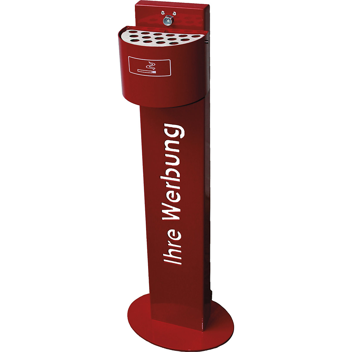 Cinzeiro de pé semicircular, capacidade 2 l, vermelho, coluna retangular-0