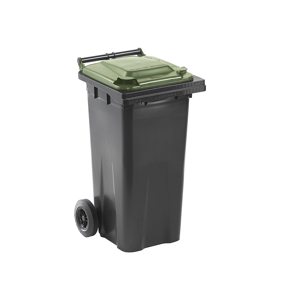Contentor de lixo, DIN EN 840, capacidade 120 l, LxAxP 505 x 1005 x 555 mm, antracite, tampa verde-0