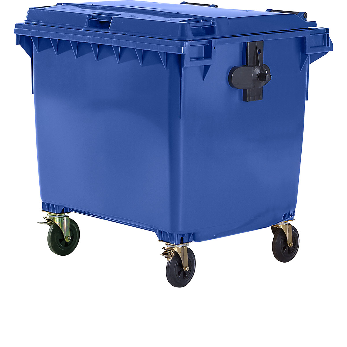 Contentor do lixo em plástico, DIN EN 840, volume 1100 l, LxAxP 1370 x 1470 x 1115 mm, azul-0