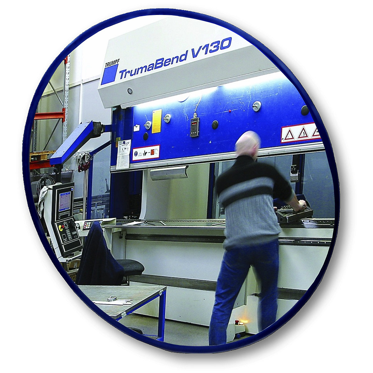 Espelho redondo com braço de parede telescópico – eurokraft pro, com suporte magnético, Ø do espelho 600 mm-0