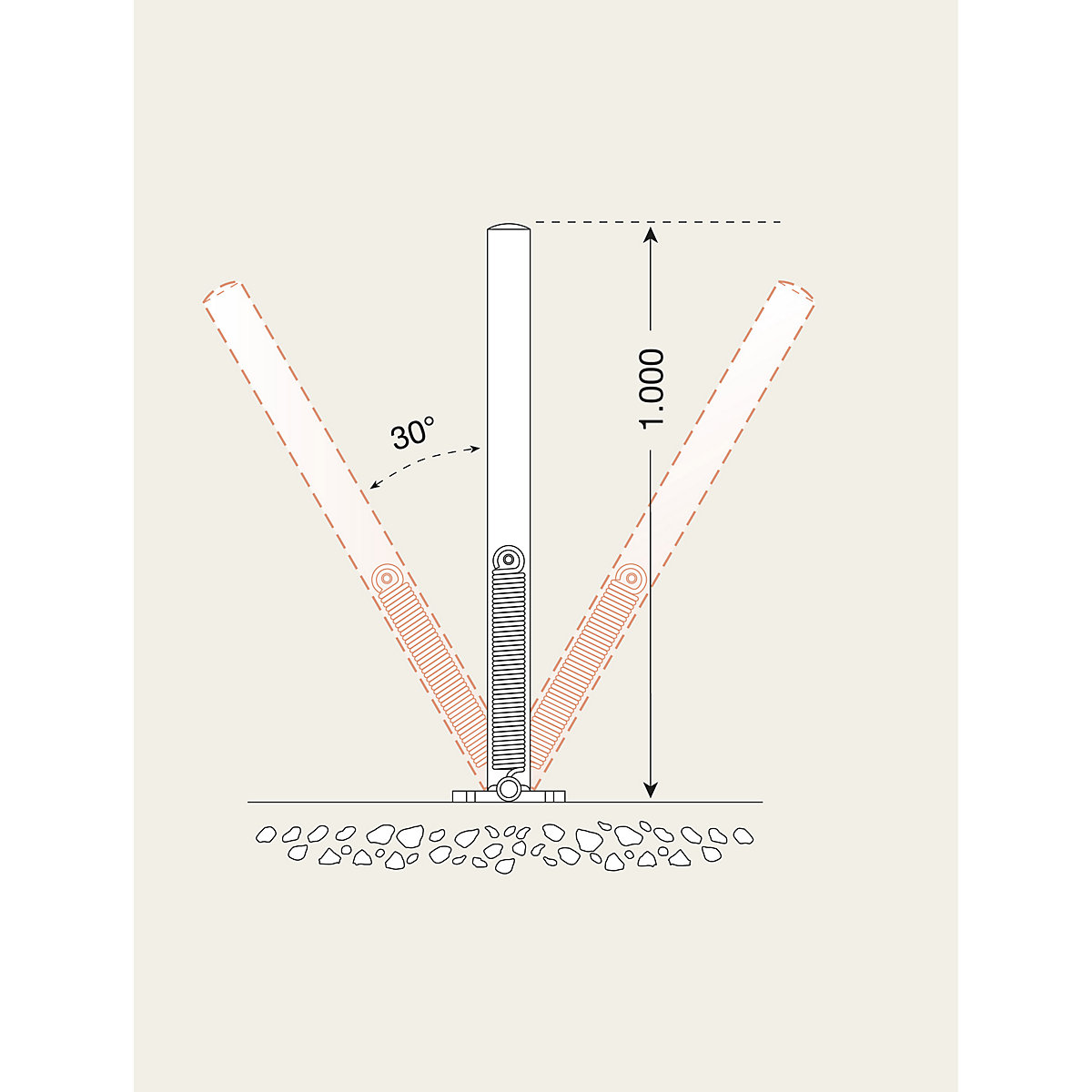 Poste de barreira em tubo de aço, flexível (Imagem do produto 3)-2
