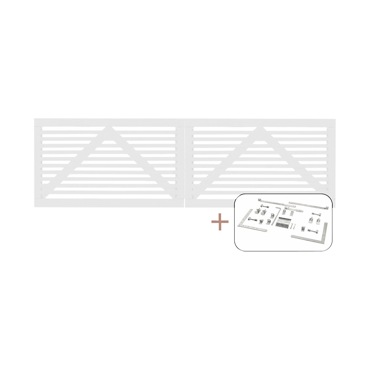 Portão duplo Tokyo incl. acessórios, madeira, LxA 3000 x 900 mm, branco-0