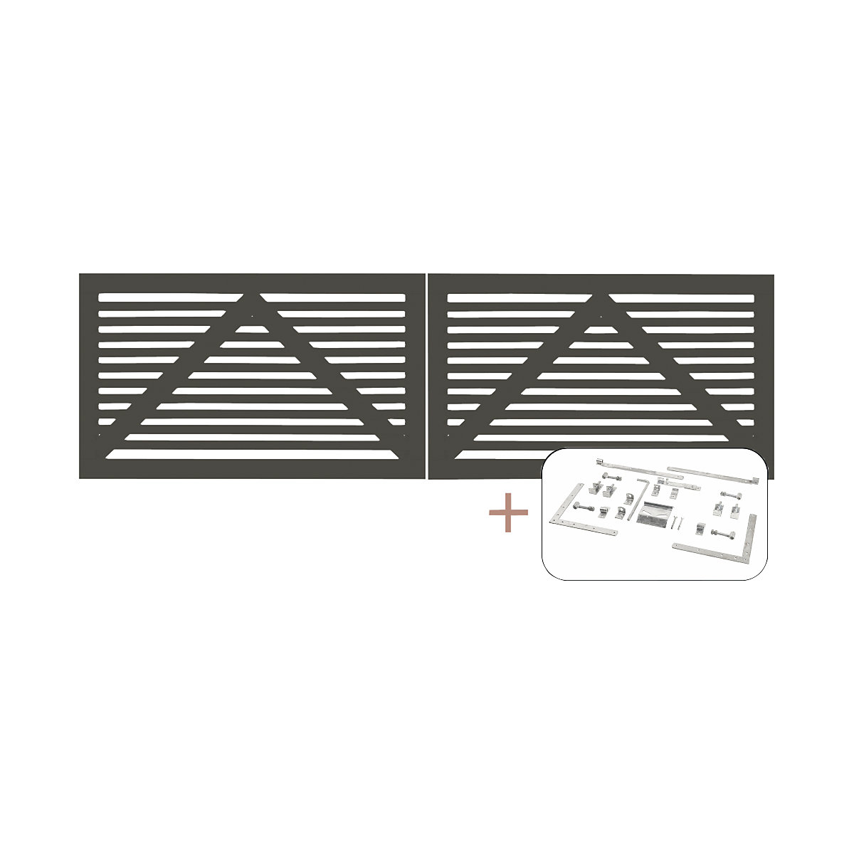 Portão duplo Tokyo incl. acessórios, madeira, LxA 3000 x 900 mm, cinzento sombra-0