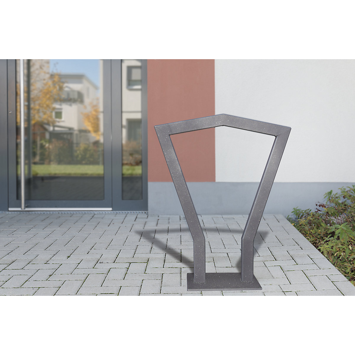 Arceau porte-cycles COPPA, tube carré 60 x 40 mm, galvanisé à chaud et peint, à cheviller au sol avec platine-2