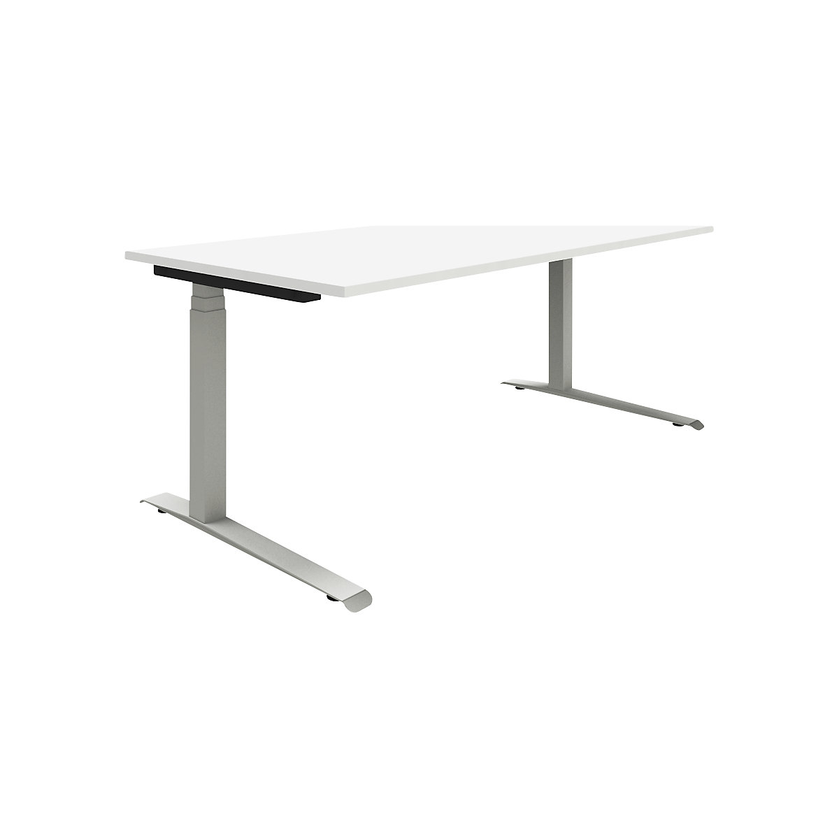 Íróasztal, fehér / alumíniumezüst P12 - eurokraft pro