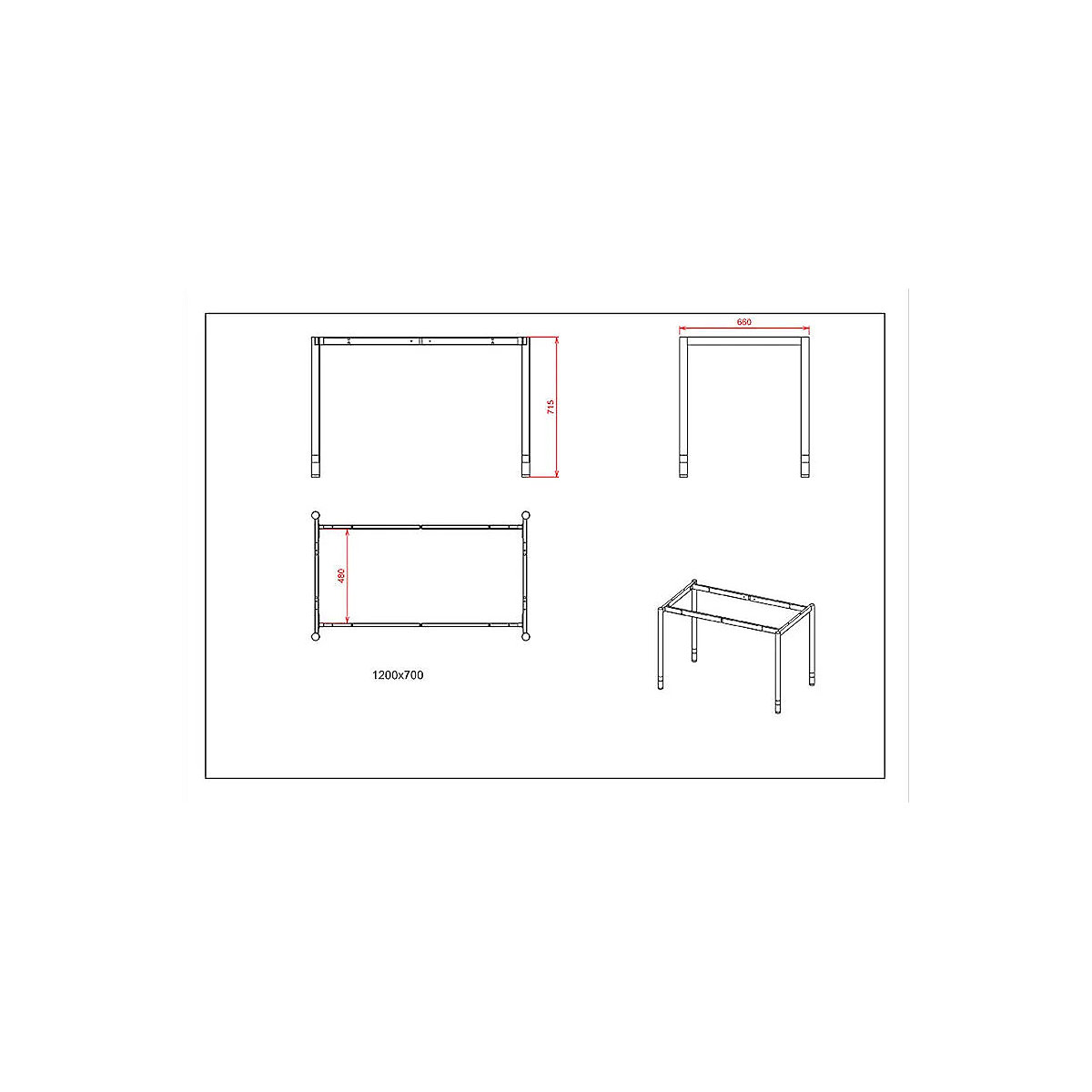 DUO-C univerzális asztal, egyenes asztallappal (Termék képe 2)-1