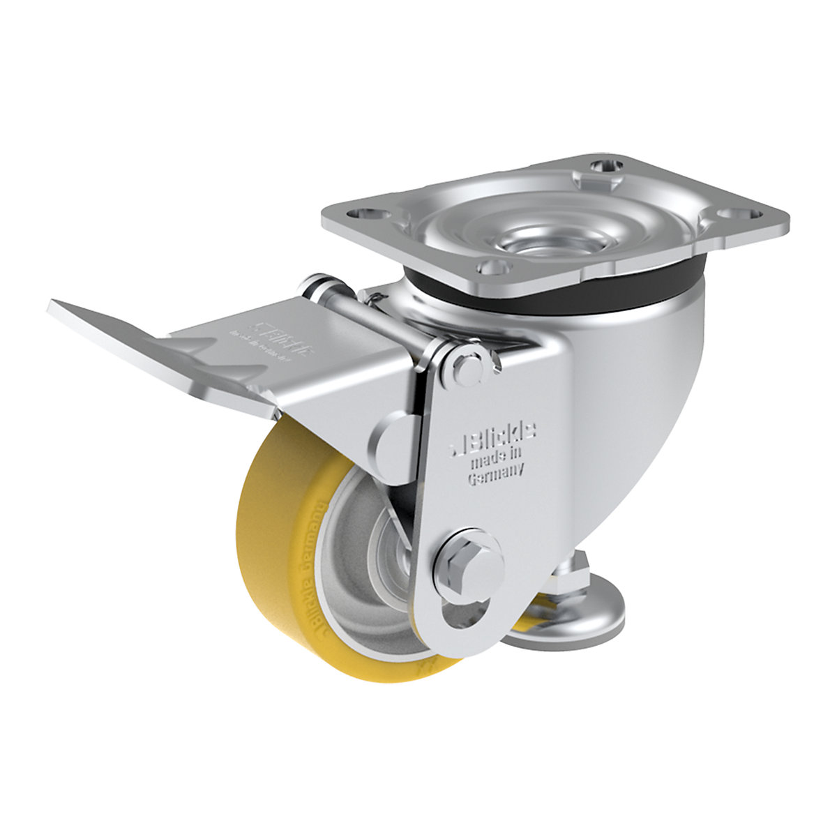 Podnoszona rolka skrętna – Blickle, kółko z regulacją wysokości, poliuretan, nośność 150 kg, Ø x szer. 80 x 30 mm-0