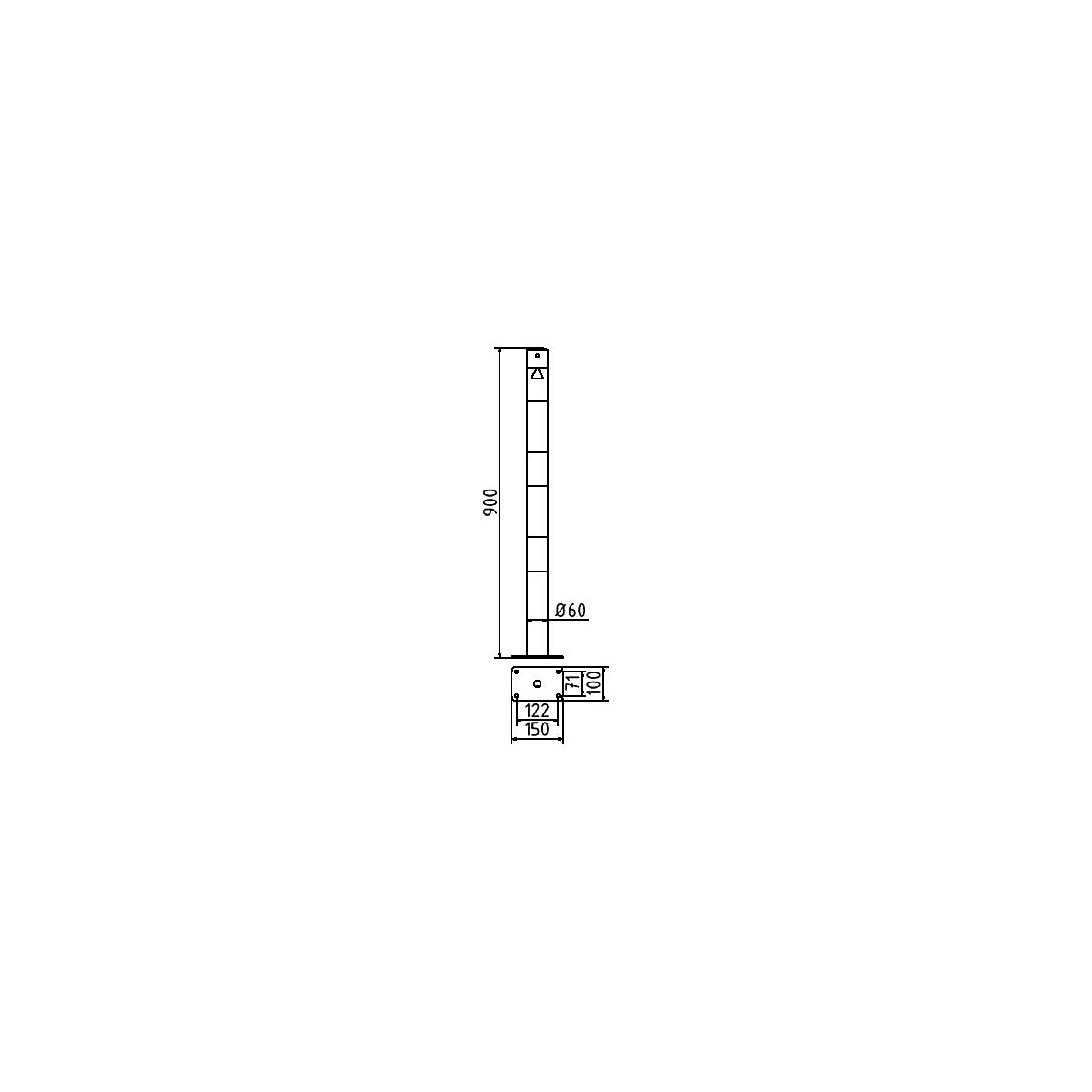 Lezáróoszlop, Ø 60 mm, fehér / piros – Schake (Termék képe 3)-2