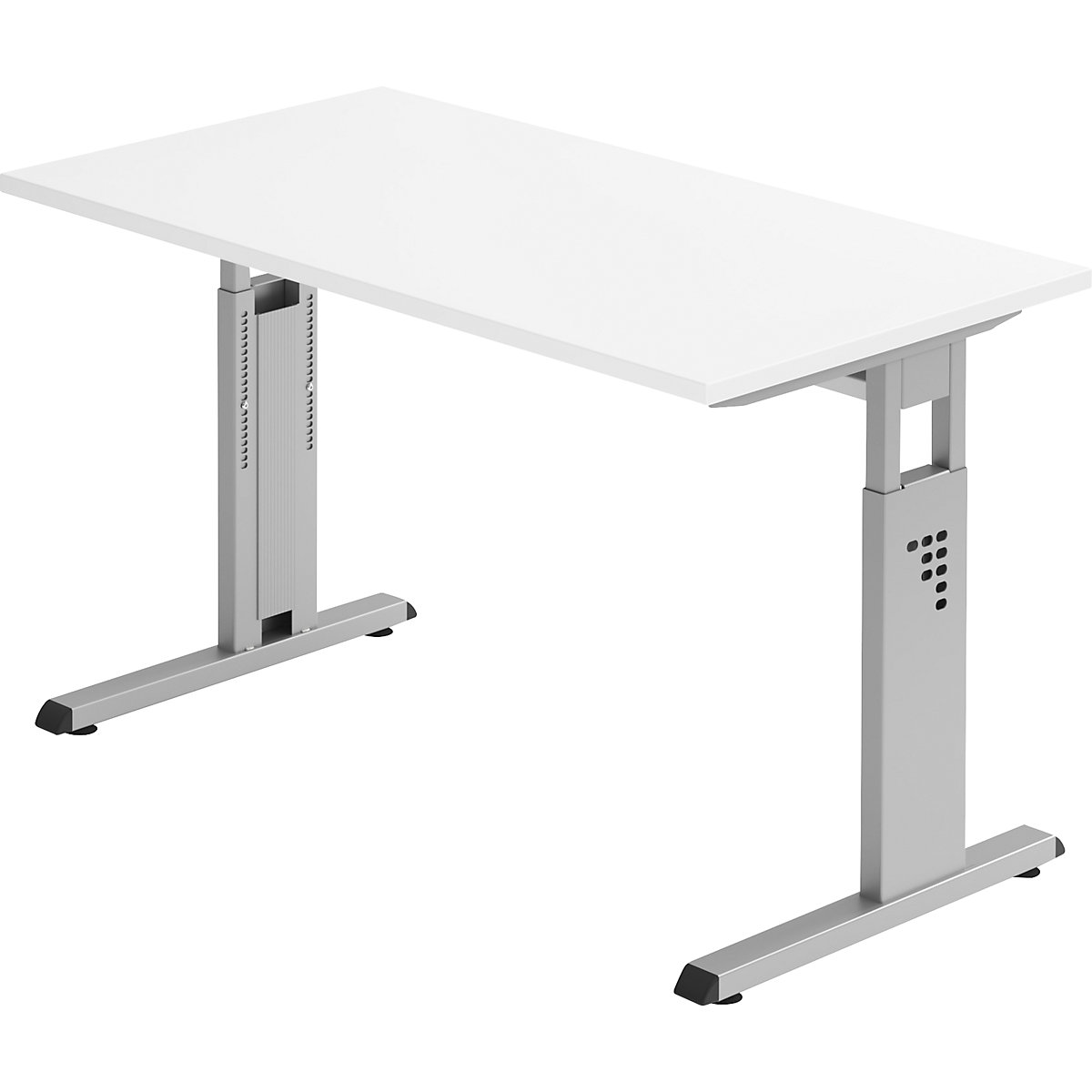 Psací stůl Mini-Office C, podstavec s nohami ve tvaru C, šířka 1200 mm, bílá / hliníková stříbrná-0