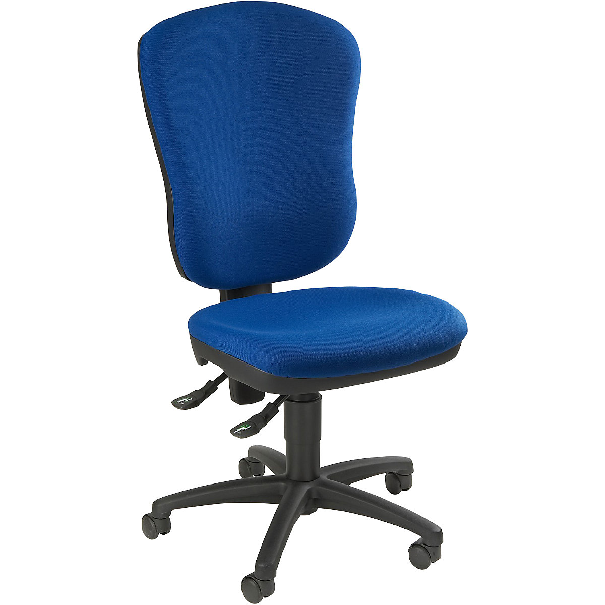 Štandardná otočná stolička – Topstar, bez lakťových opierok, s opierkou bedrových stavcov, výška operadla 570 mm, poťah kráľovská modrá-1