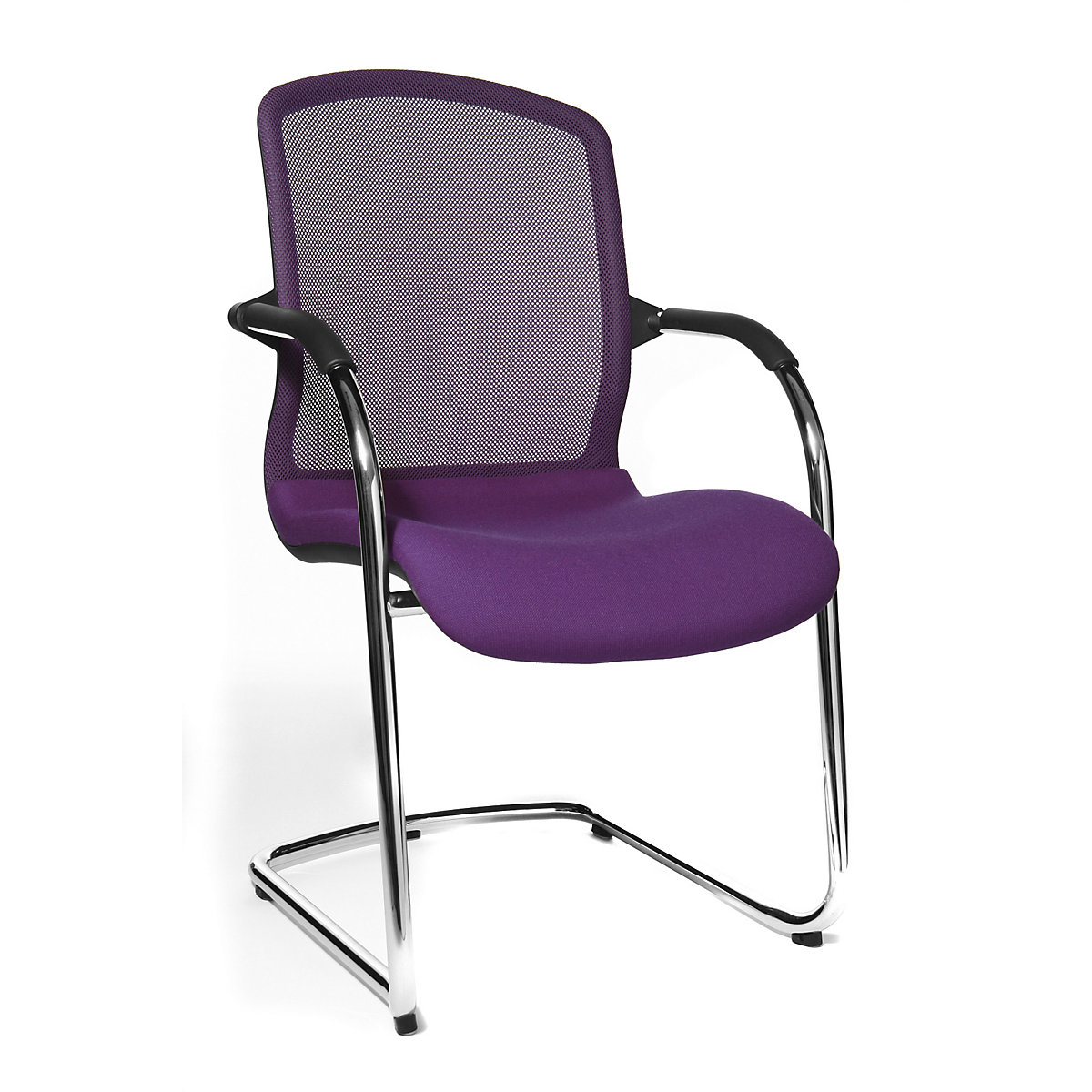 OPEN CHAIR – dizajnová stolička pre návštevníkov – Topstar, kreslo na pružnom podnoží so sieťkovým operadlom, OJ 2 ks, fialová-1