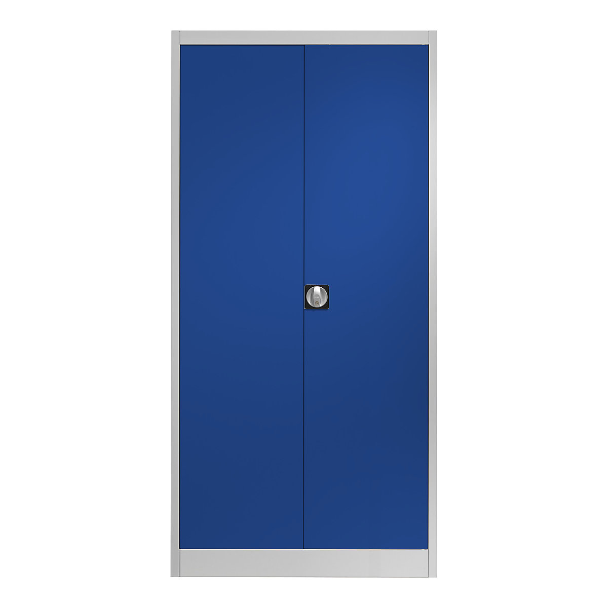 Stalen kast met vleugeldeuren – mauser, 4 legborden, diepte 600 mm, lichtgrijs / ultramarijnblauw-0