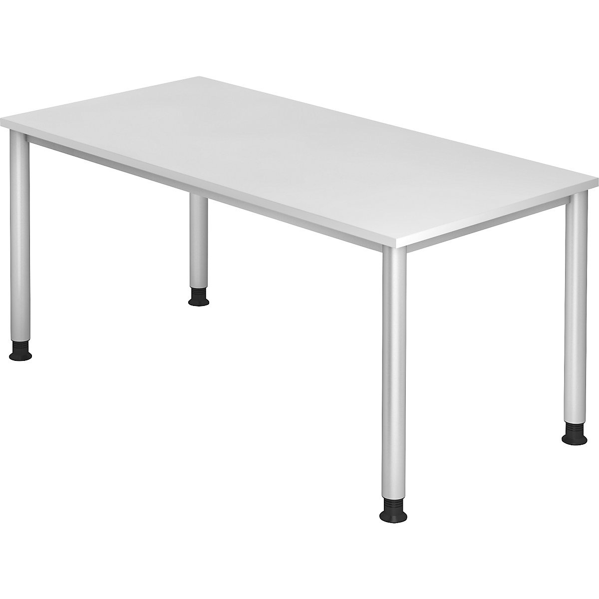 Bureautafel, h x d = 685 – 810 x 800 mm, 4 ronde buispoten, breedte 1600 mm, aluminiumzilver / wit-0
