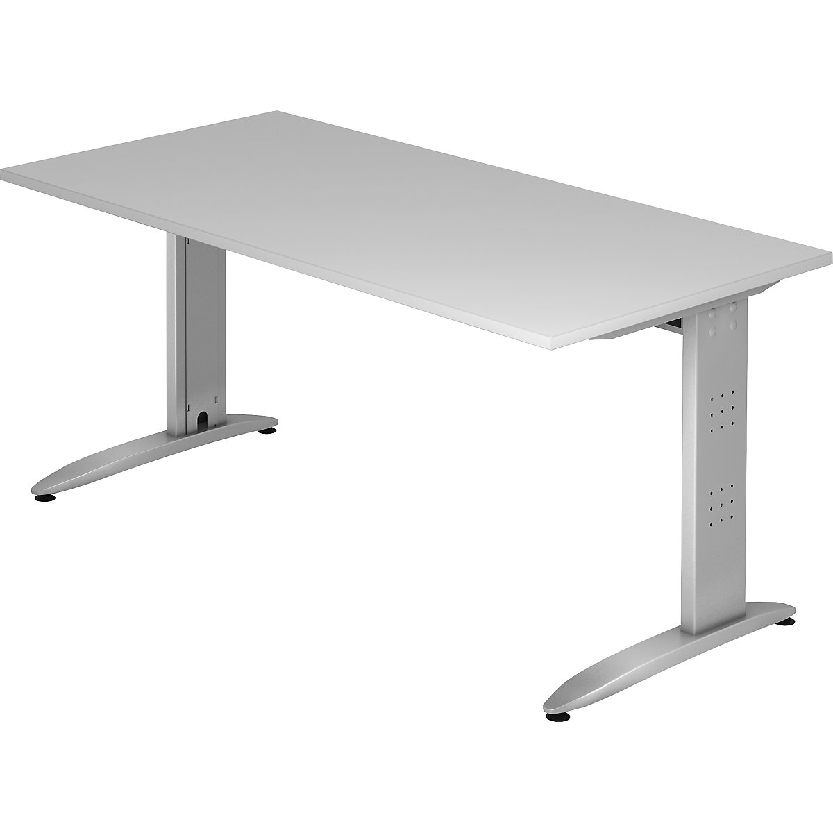 Bureautafel – eurokraft pro, C-vormig onderstel, vaste hoogte, h x b x d = 720 x 1600 x 800 mm, lichtgrijs-0