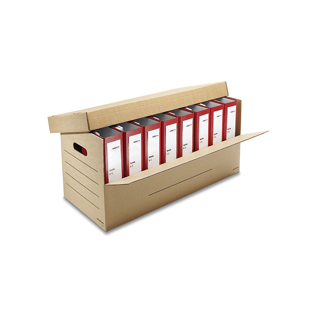 Ordnerdoos – ratioform, voor 3 – 8 brede ordners met deksel, inwendige afmetingen 690 x 300 x 320 mm, vanaf 5 stuks-0