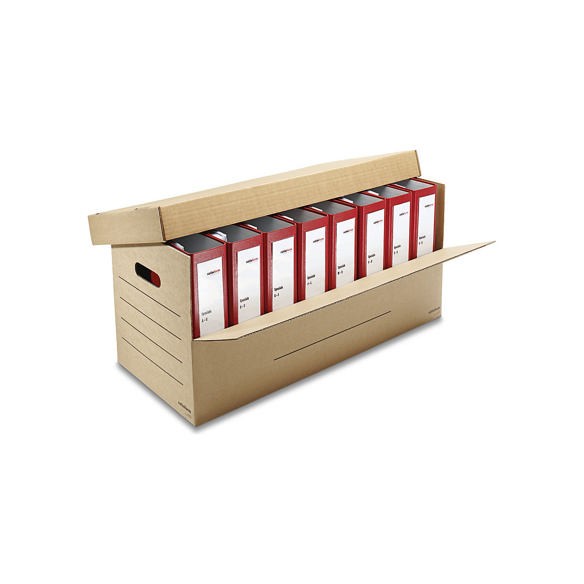 Ordner-Karton, für 3 – 8 breite Ordner mit Deckel, Innenmaße 690 x 300 x 320 mm, ab 5 Stk-1