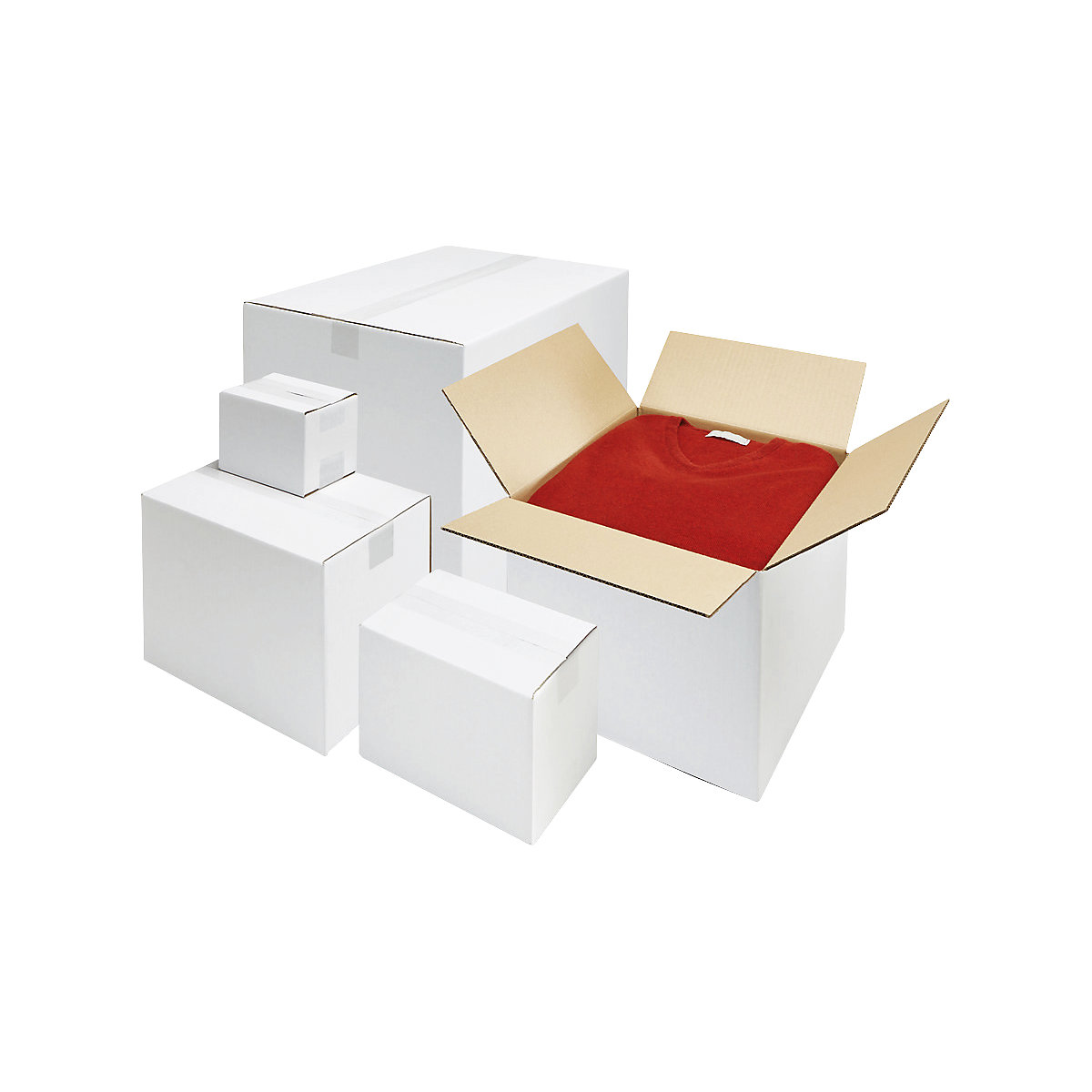 Wellpapp-Faltkarton, weiß, LxBxH 430 x 350 x 200 mm, 1-wellig, ab 1000 Stk-1