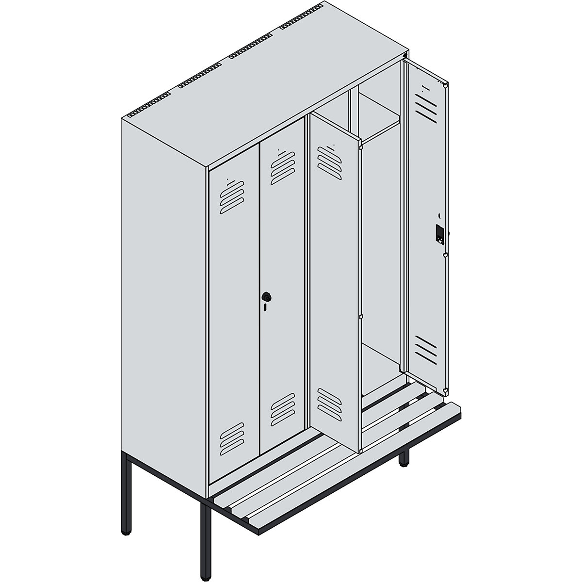 Multifunctionele kledingkast Classic PLUS met zitbank – C+P (Productafbeelding 3)-2