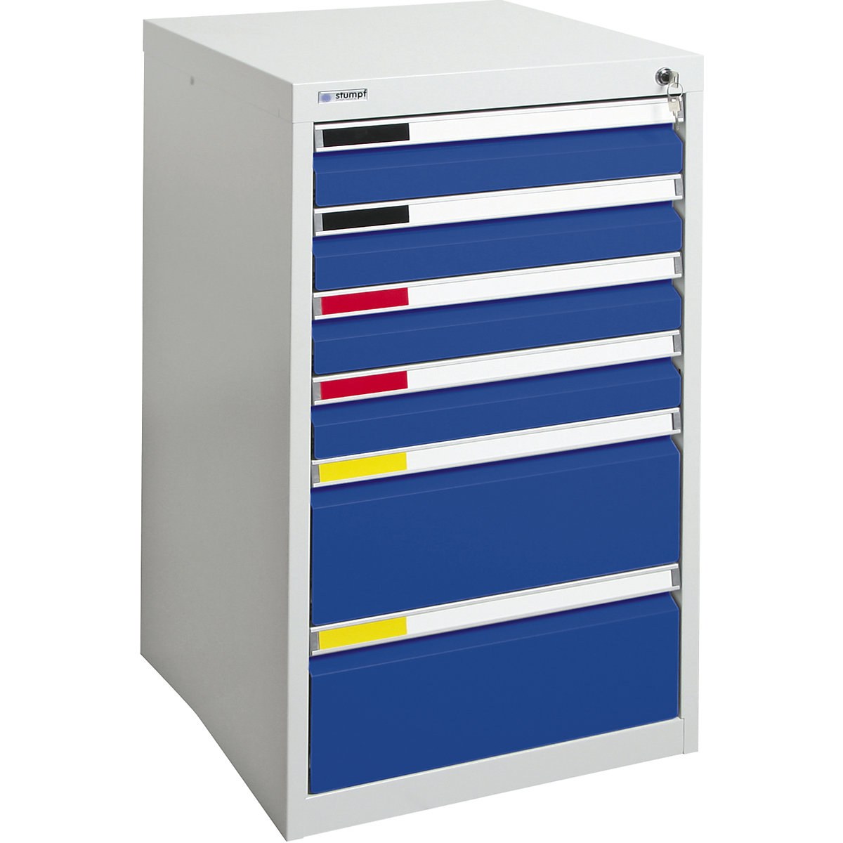 Ladekast, breedte 500 mm, 6 laden, lichtgrijs/gentiaanblauw-0