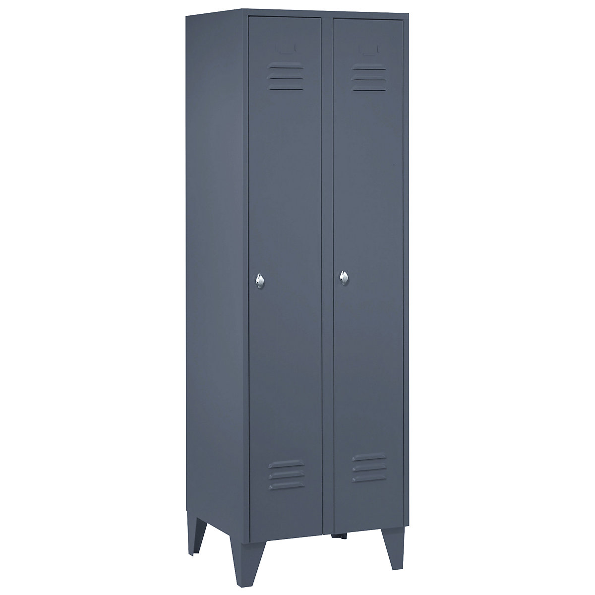Lockerkast Berlin 2 – Wolf, 2 compartimenten, blauwgrijs, breedte 600 mm, platte bovenkant-0