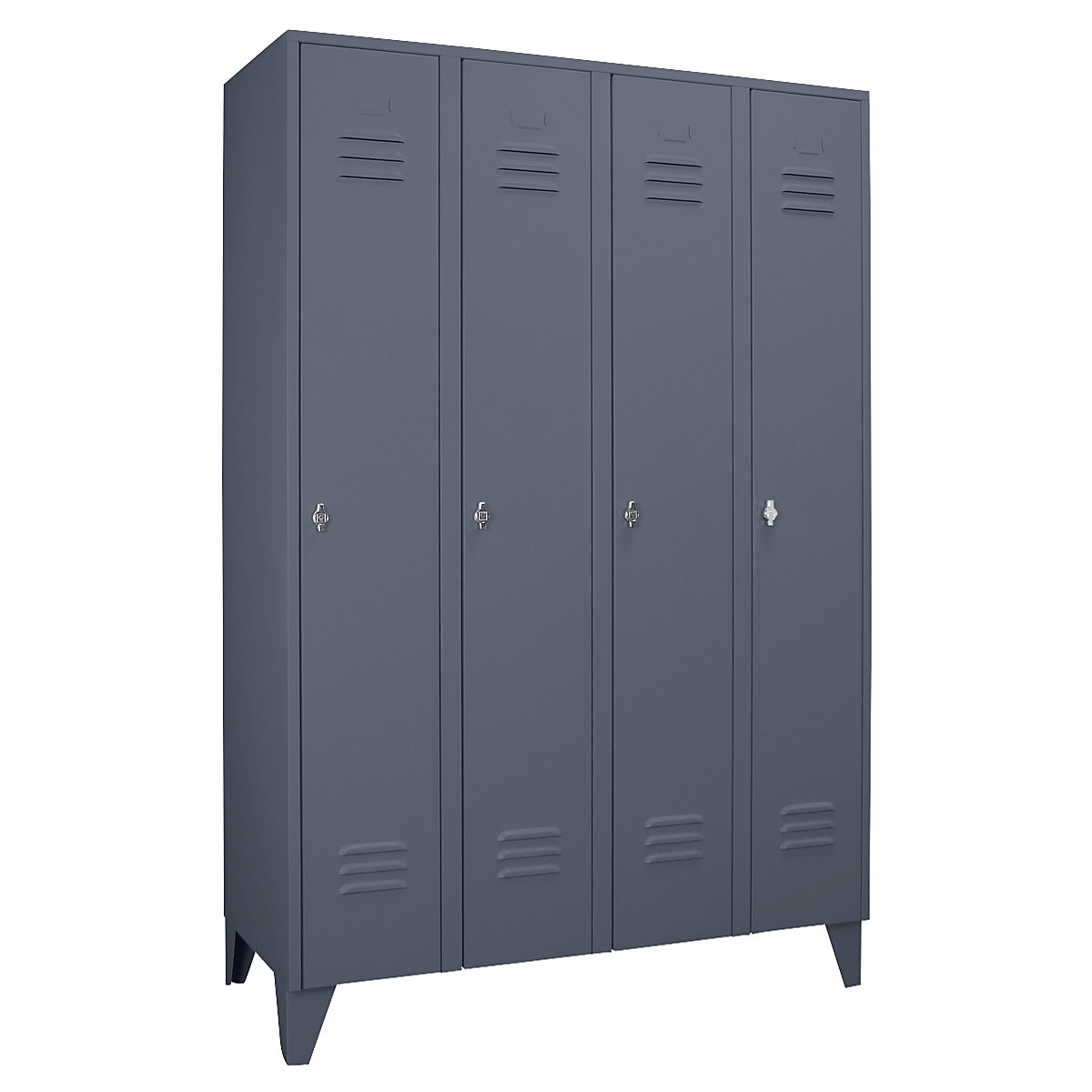 Lockerkast Berlin 2 – Wolf, 4 compartimenten, blauwgrijs, breedte 1200 mm, platte bovenkant-0