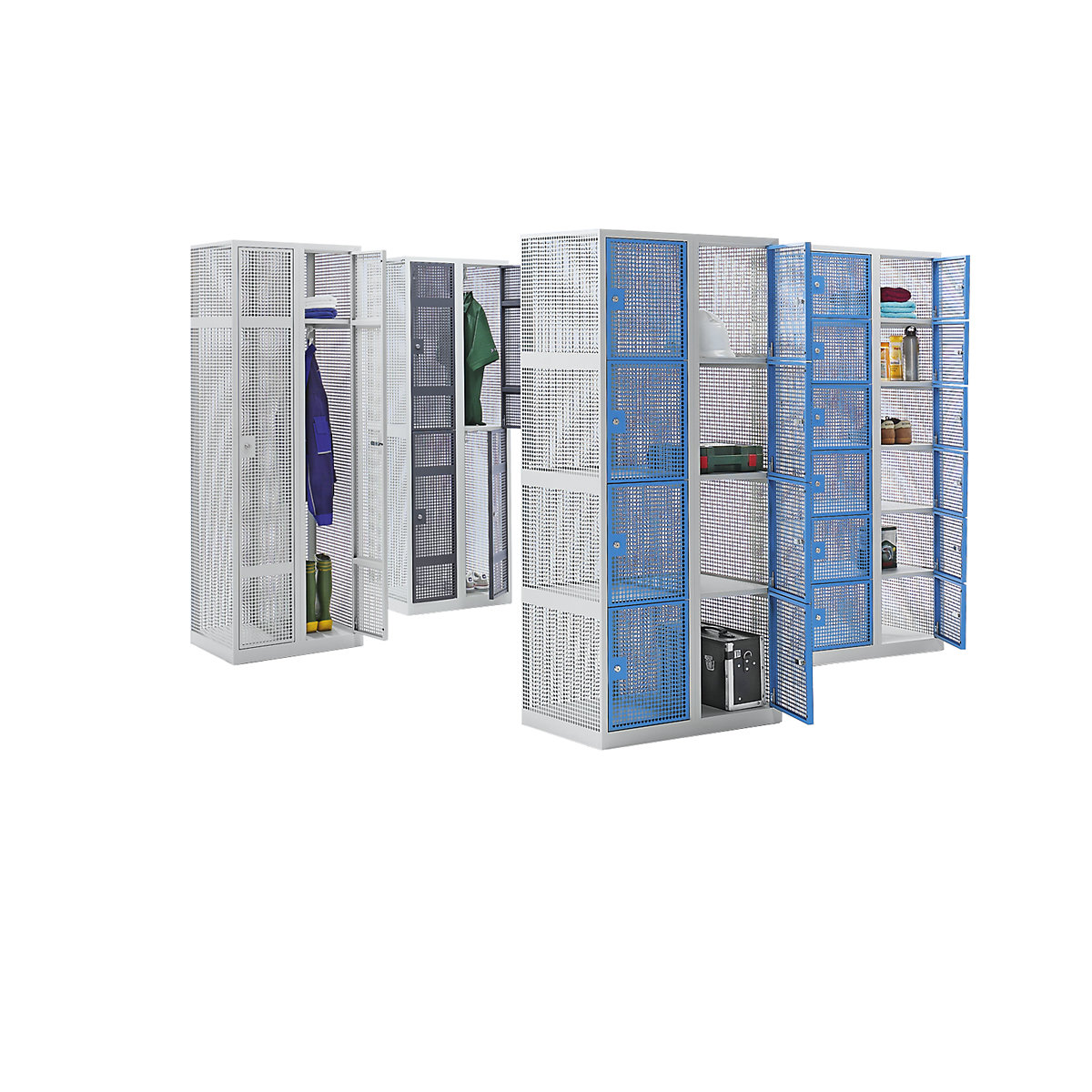 Lockerkast van perforatieplaat met twee verdiepingen – eurokraft pro (Productafbeelding 3)-2