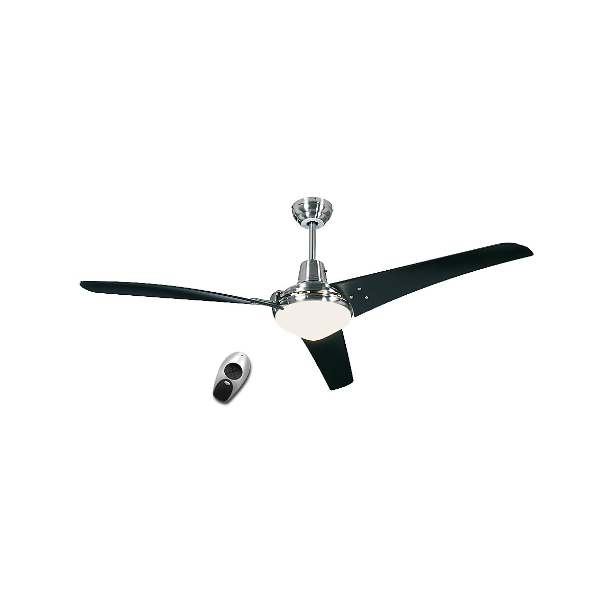 Deckenventilator MIRAGE, Rotorblatt-Ø 1400 mm, mit Fernbedienung, Lack schwarz / Chrom gebürstet