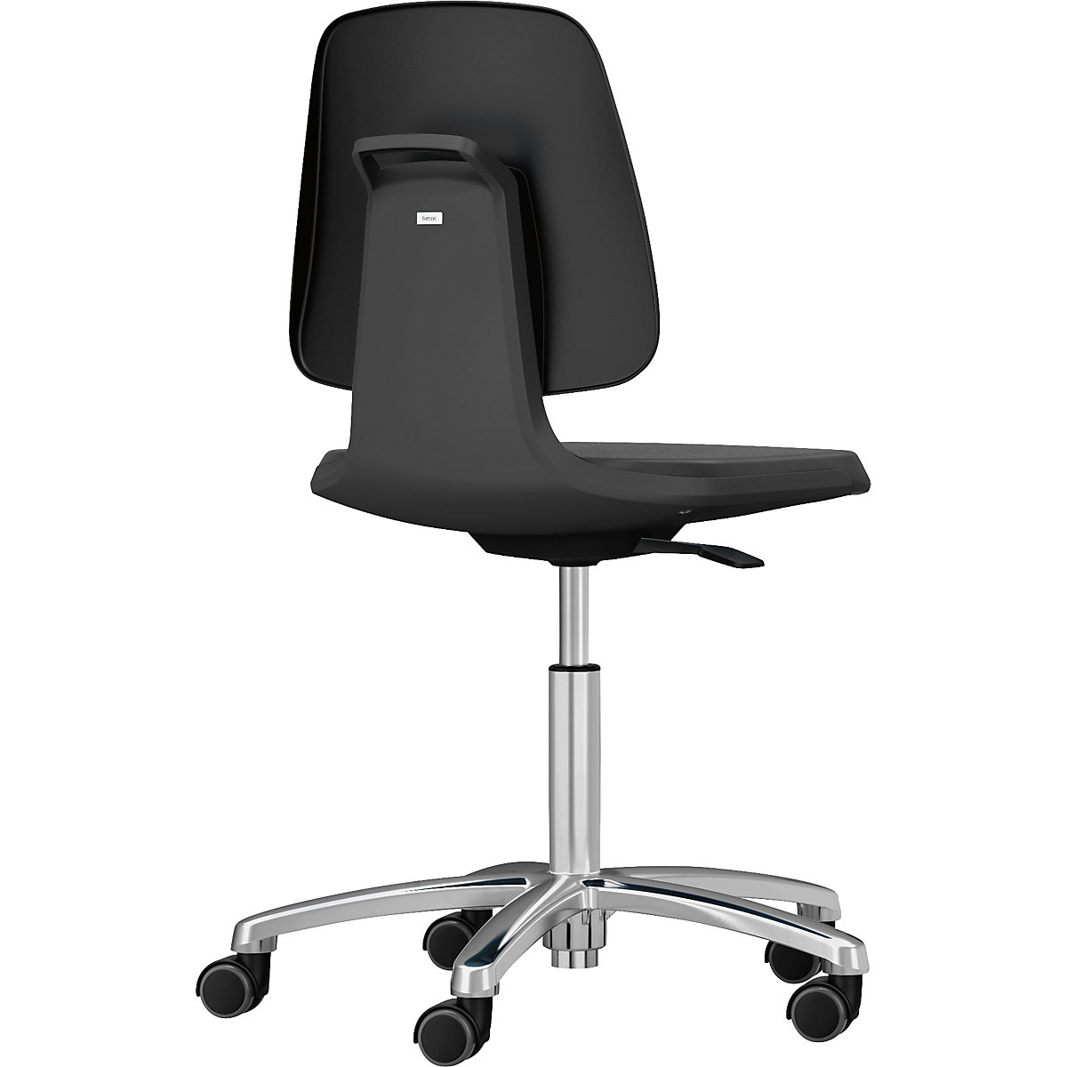 Obrotowe krzesło do pracy LABSIT – bimos, na 5 nogach i rolkach, siedzisko z obiciem z imitacji skóry, antracytowy-1