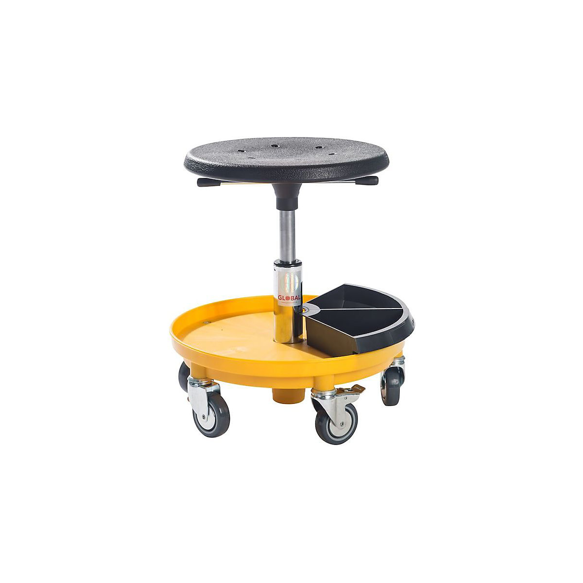 Taboret warsztatowy Liam, z regulacją wysokości w zakresie 370 – 500 mm, żółty-0