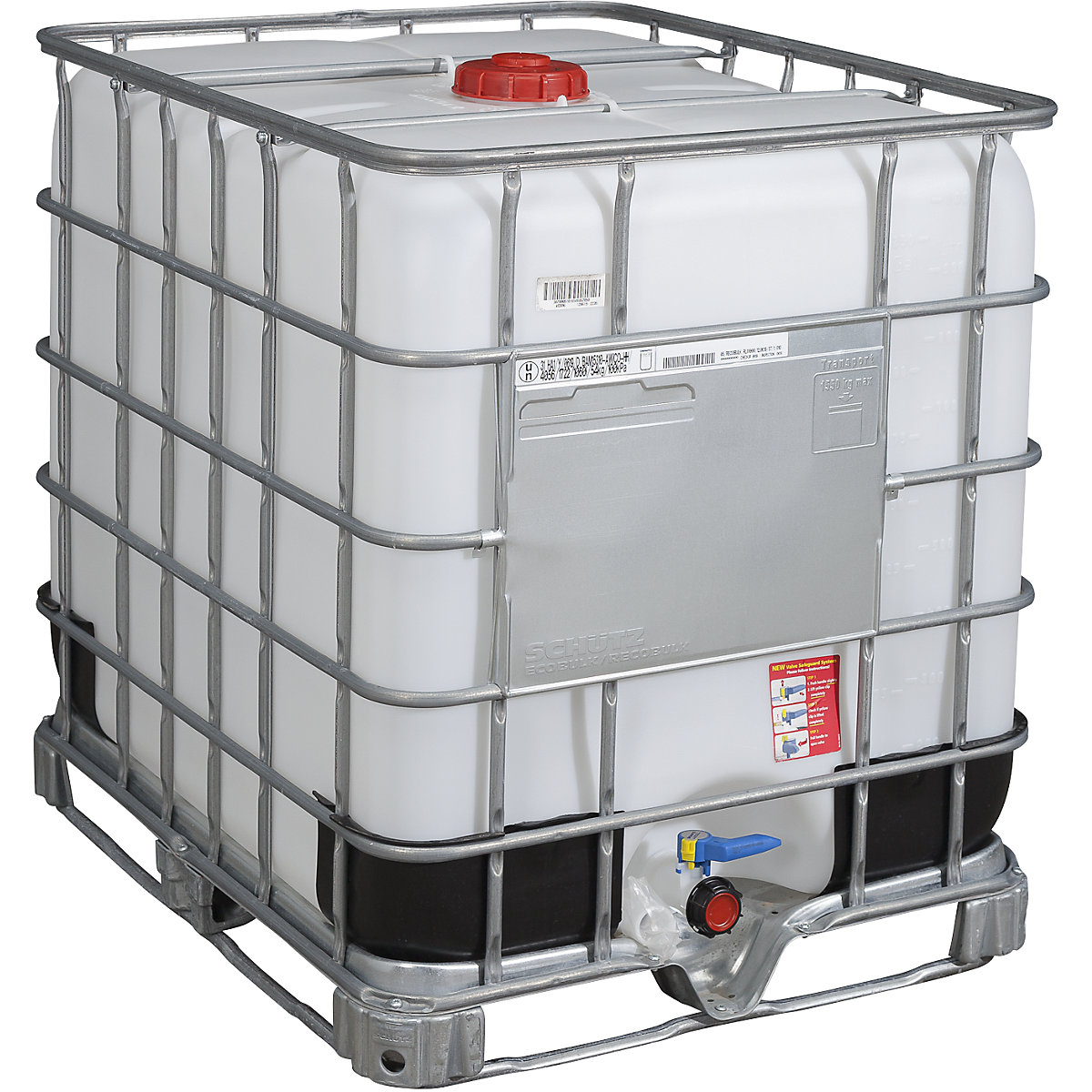 IBC kontejner RECOBULK, UN dozvola, volumen 1000 l, od palete čeličnih okvira, nazivni promjer otvora 150 mm / nazivni promjer izlaza 50 mm-0