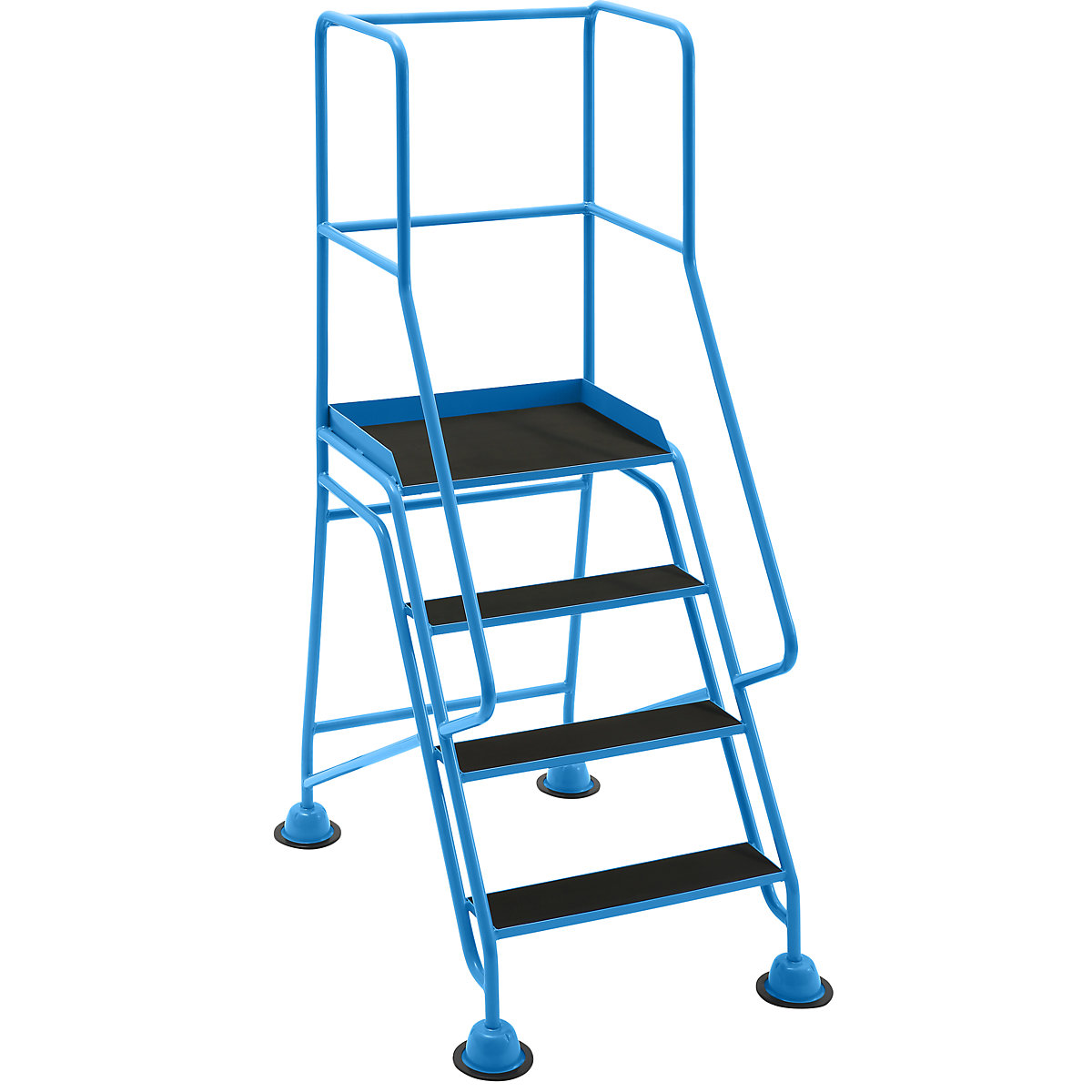 Mobile safety steps – eurokraft pro, platform and steps with ribbed rubber, 4 steps, with hand rails-2