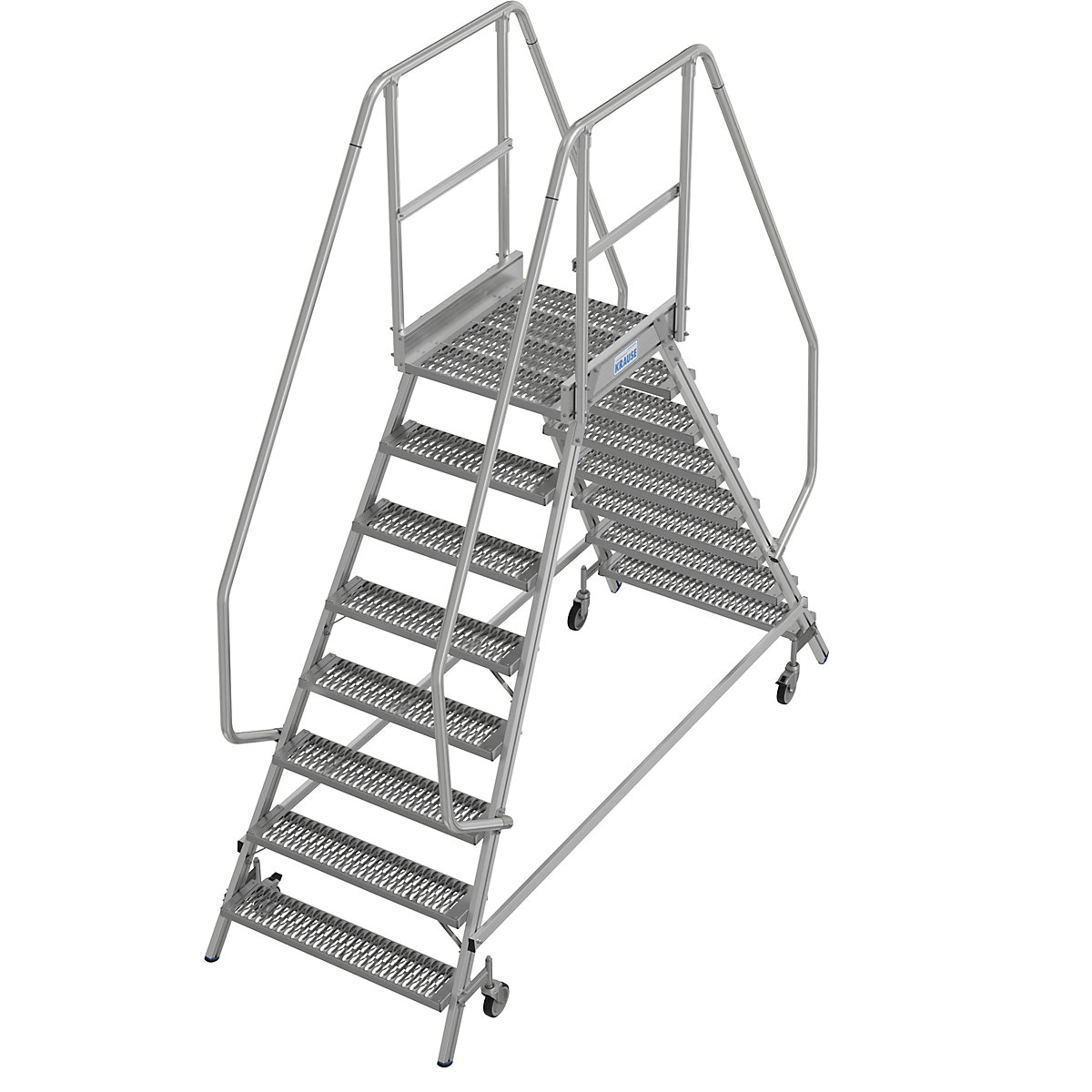 Mobile safety steps with R13 anti-slip properties – KRAUSE, with double sided access, 2x8 steps incl. platform-2
