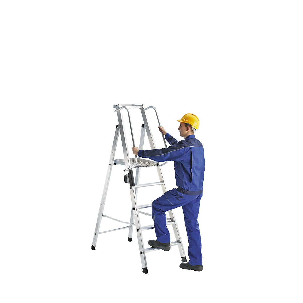 Aluminium step ladder with large platform – MUNK (Product illustration 2)-1