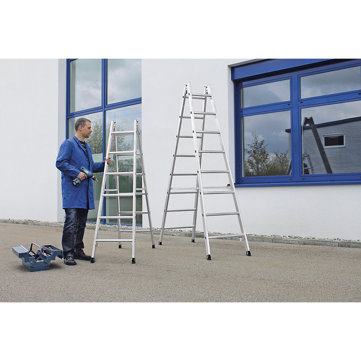 Safety rung ladder, double sided access – MUNK (Product illustration 2)-1