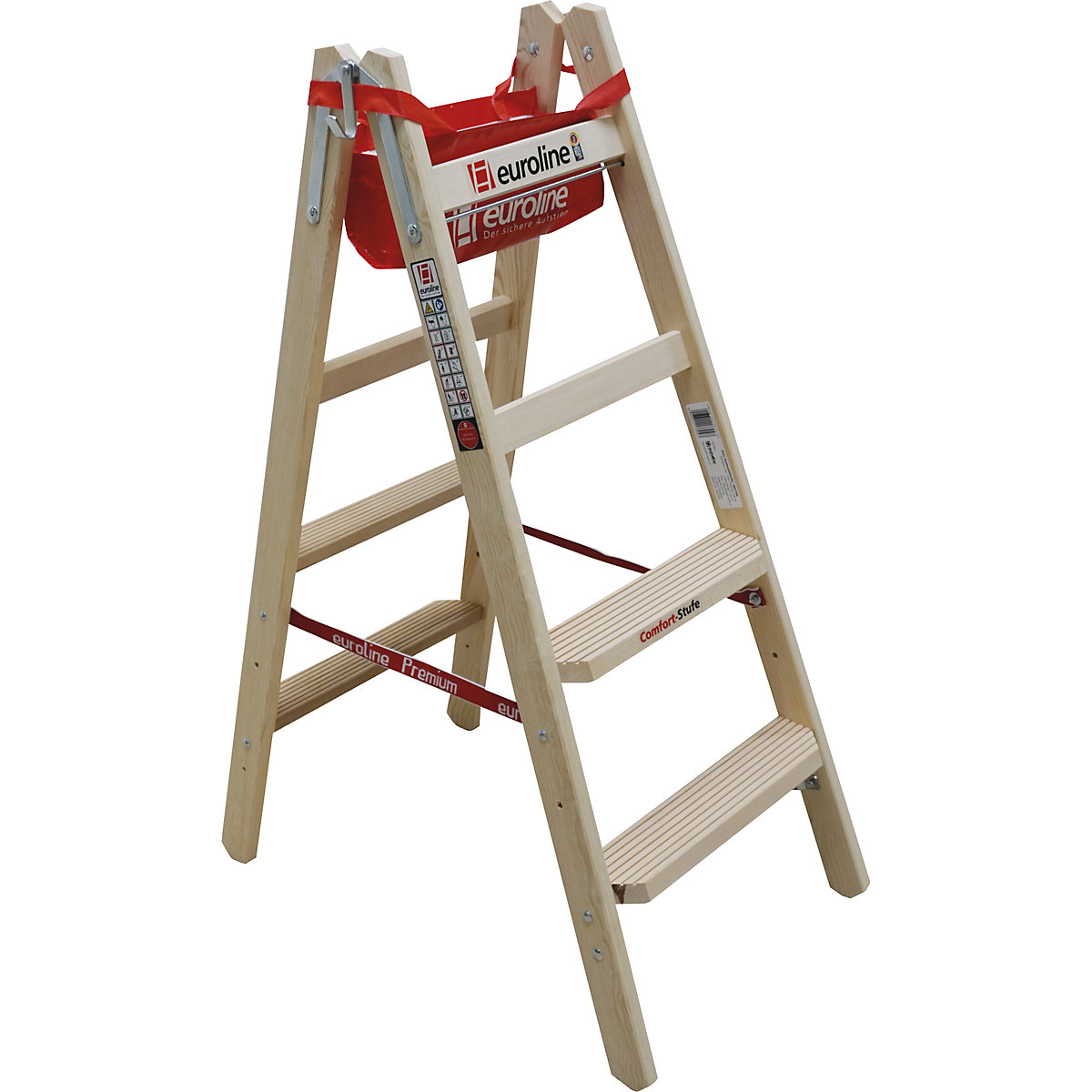 Wooden step ladder with comfort steps - euroline