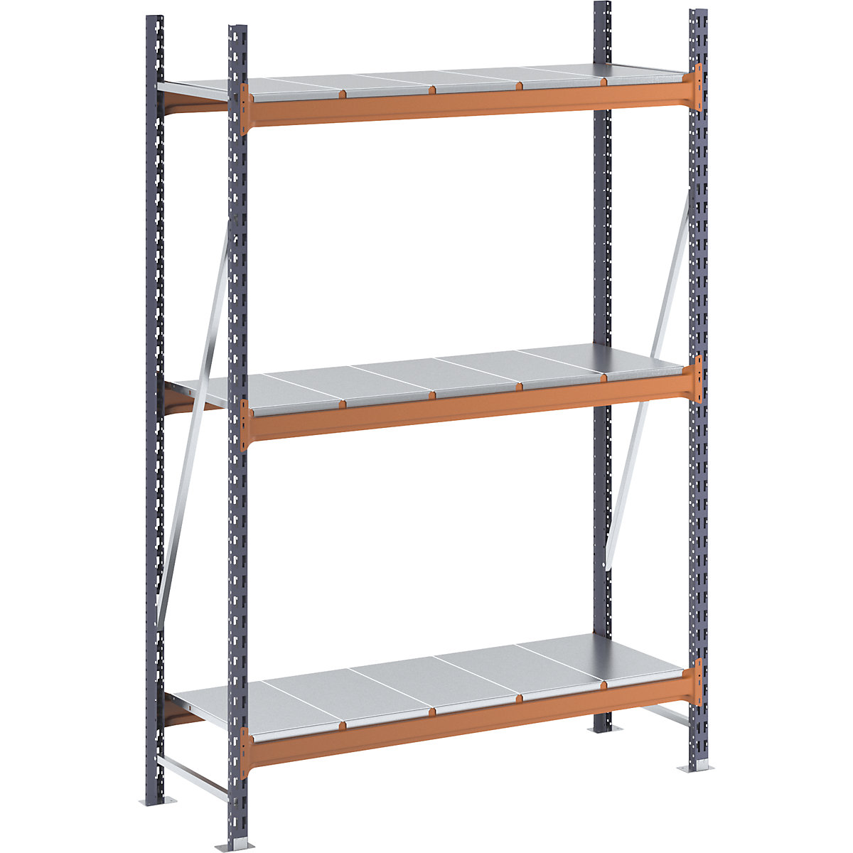 Weitspannregal, Feldlast 1600 kg, mit Stahlblechböden, HxBxT 2000 x 1400 x 500 mm, Grundregal-9