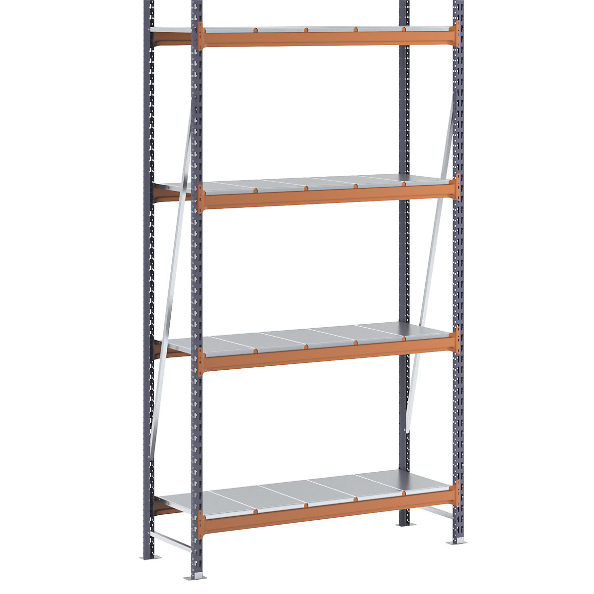 Weitspannregal, Feldlast 1600 kg, mit Stahlblechböden, HxBxT 2500 x 1400 x 500 mm, Grundregal-10