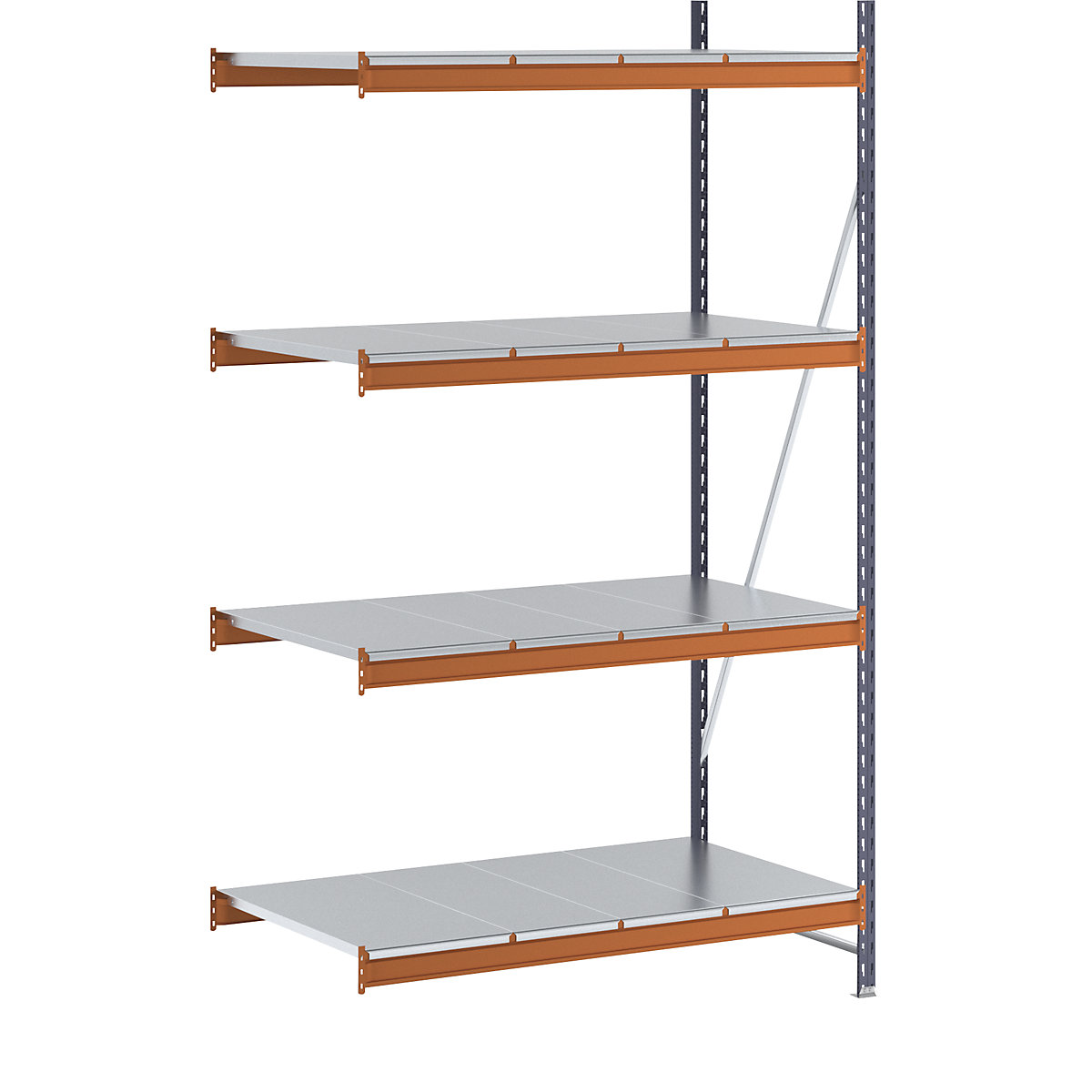 Weitspannregal, Feldlast 1600 kg, mit Stahlblechböden, HxBxT 2500 x 1400 x 800 mm, Anbauregal-13