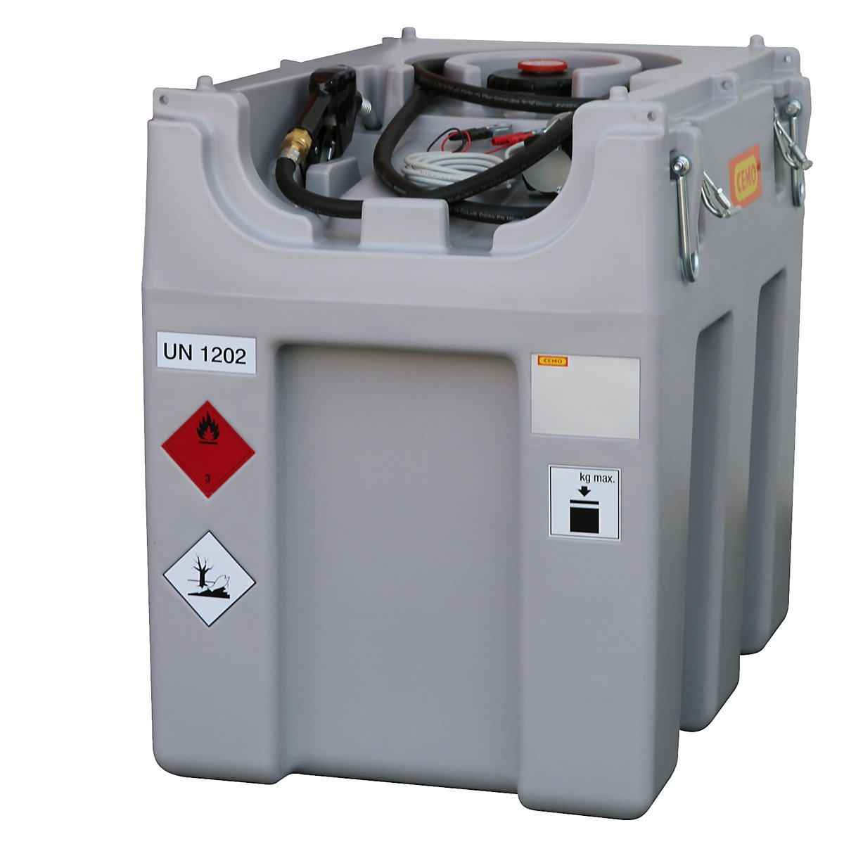 CEMO DT-Mobil Easy Diesel-Tankanlage, Inhalt 600 l, mit Elektropumpe 24 V, 40 l/min, Automatik-Zapfpistole