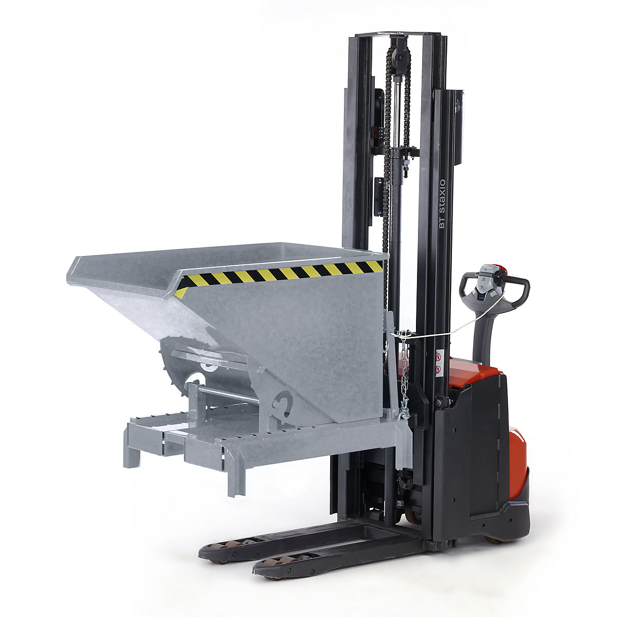 Abrollkufenkipper für Stapler und Deichselstapler, Volumen 0,6 m³, verzinkt