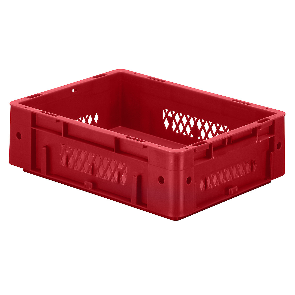 Schwerlast-Euro-Behälter, Polypropylen, Inhalt 9,2 l, LxBxH 400 x 300 x 120 mm, Wände durchbrochen, Boden geschlossen, rot, VE 4 Stk