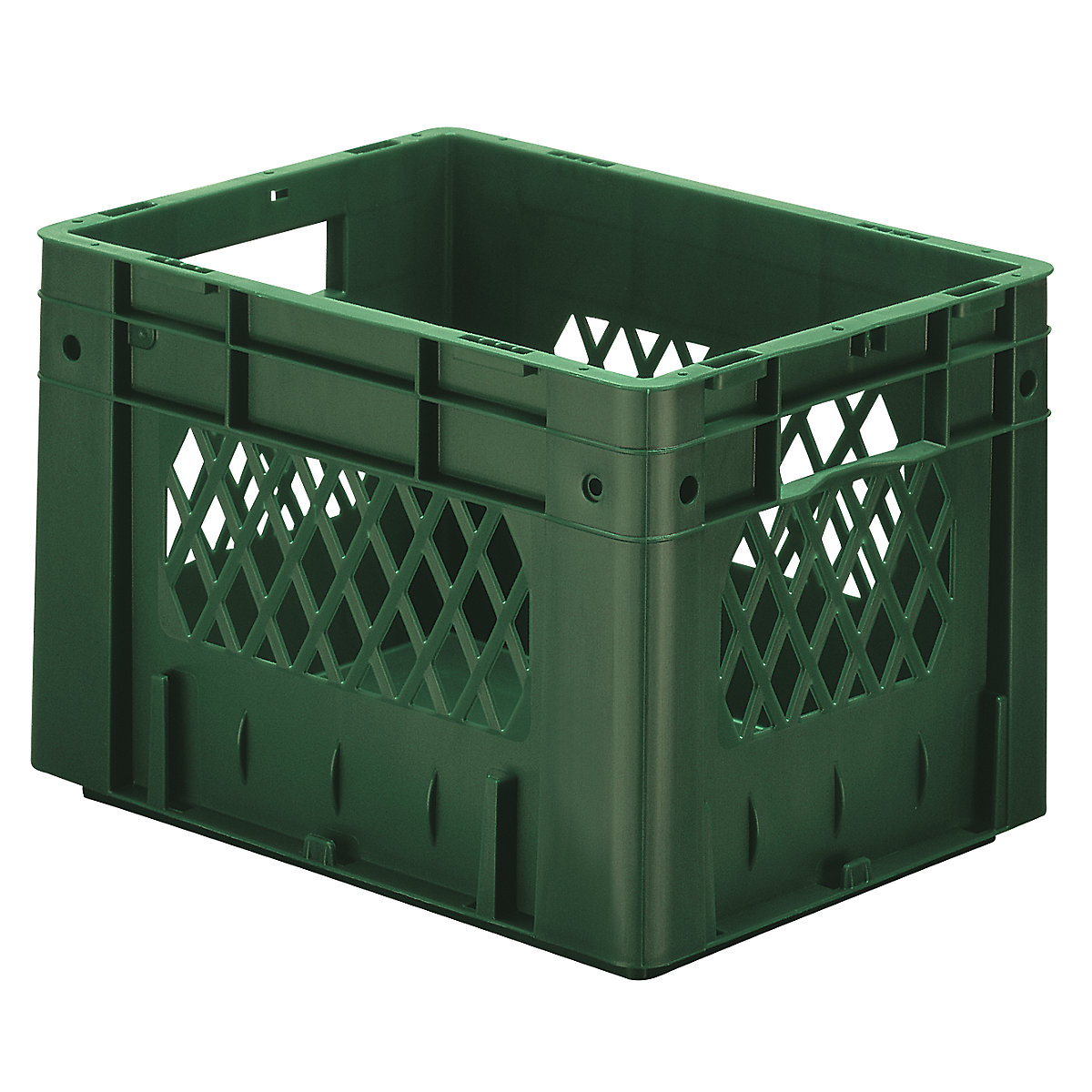 Schwerlast-Euro-Behälter, Polypropylen, Inhalt 23,3 l, LxBxH 400 x 300 x 270 mm, Wände durchbrochen, Boden geschlossen, grün, VE 4 Stk