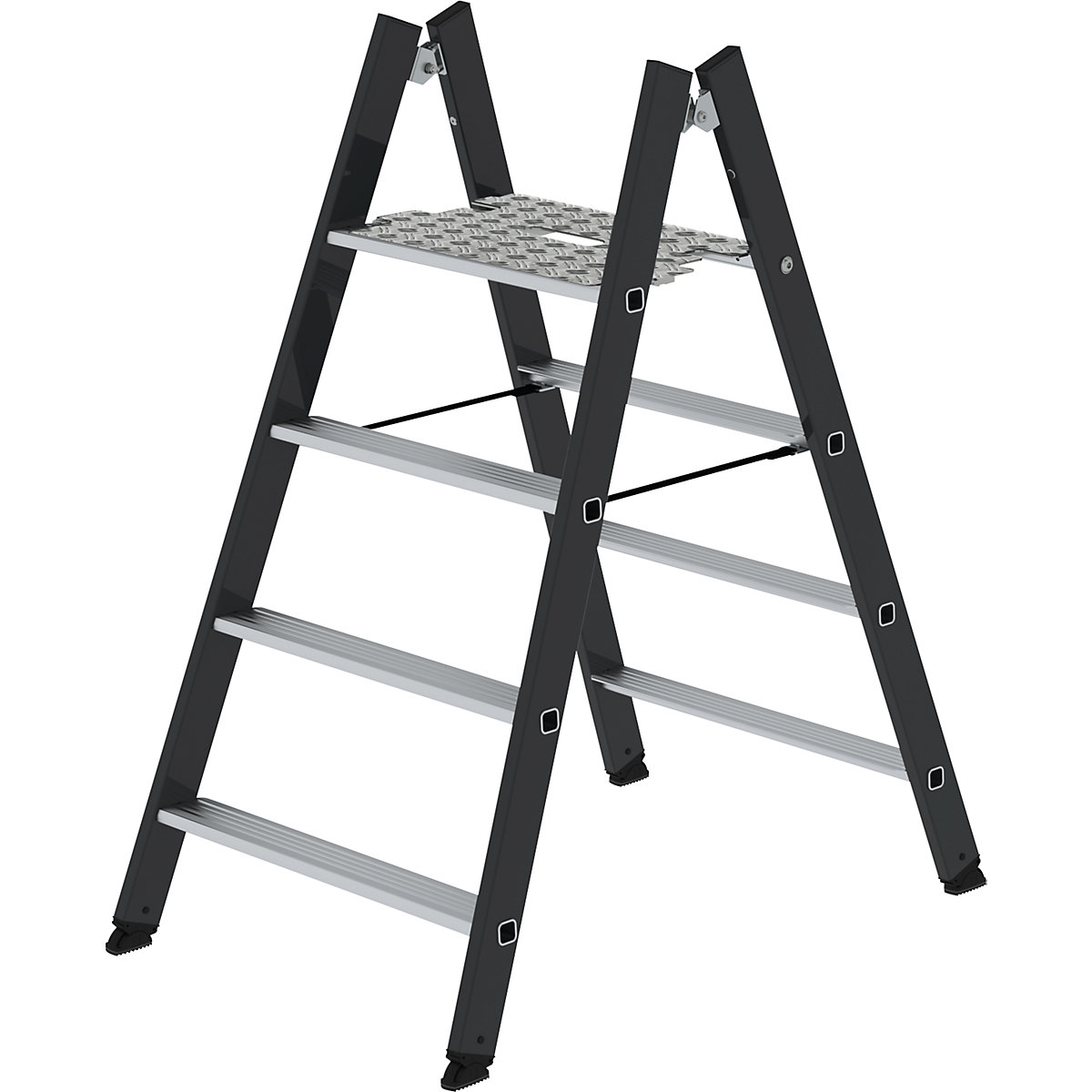 Alu-Klapptritt MUNK, beidseitig begehbar, 2 x 4 Stufen, anthrazitgrau